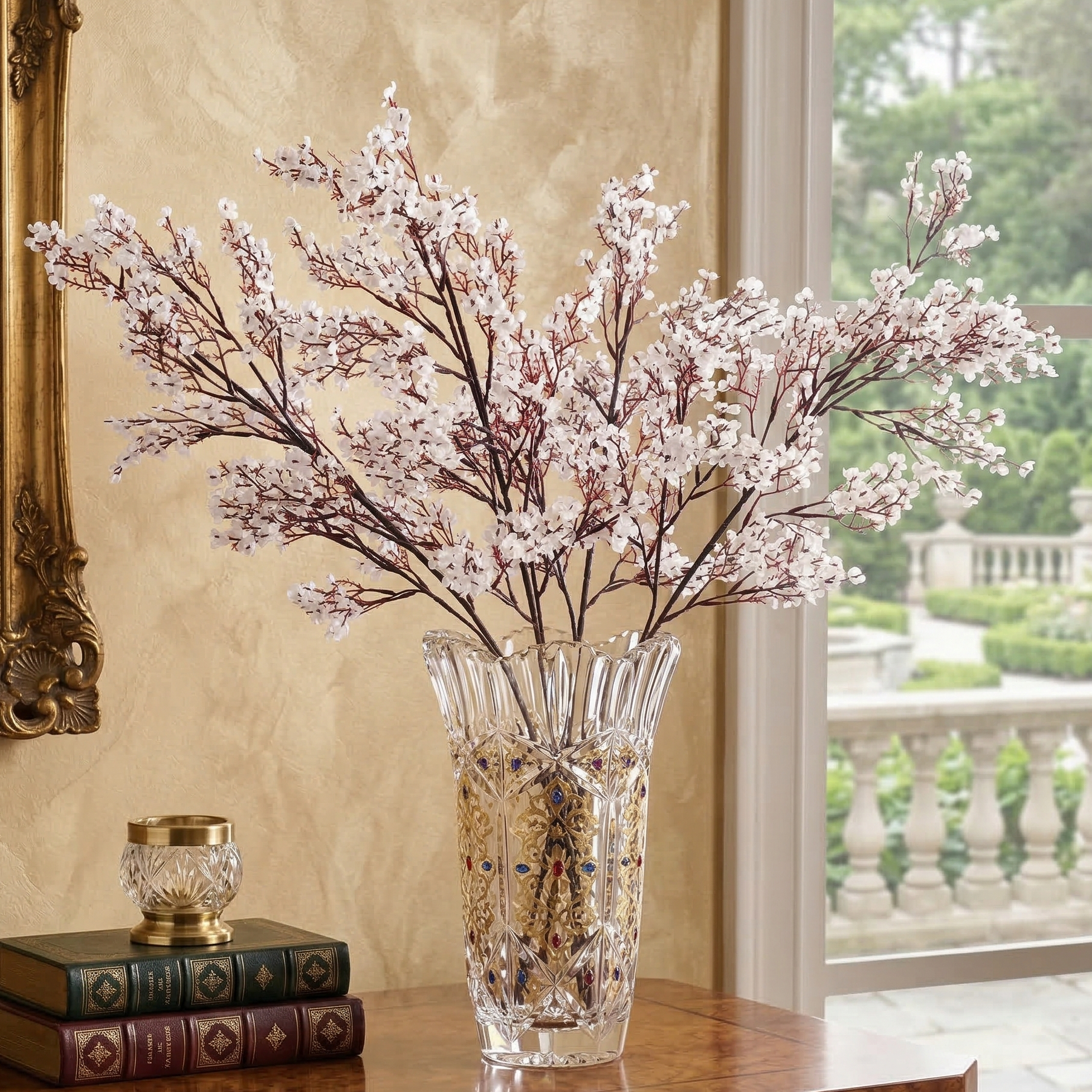 White Gypsophila Faux Flower Stick (Single)