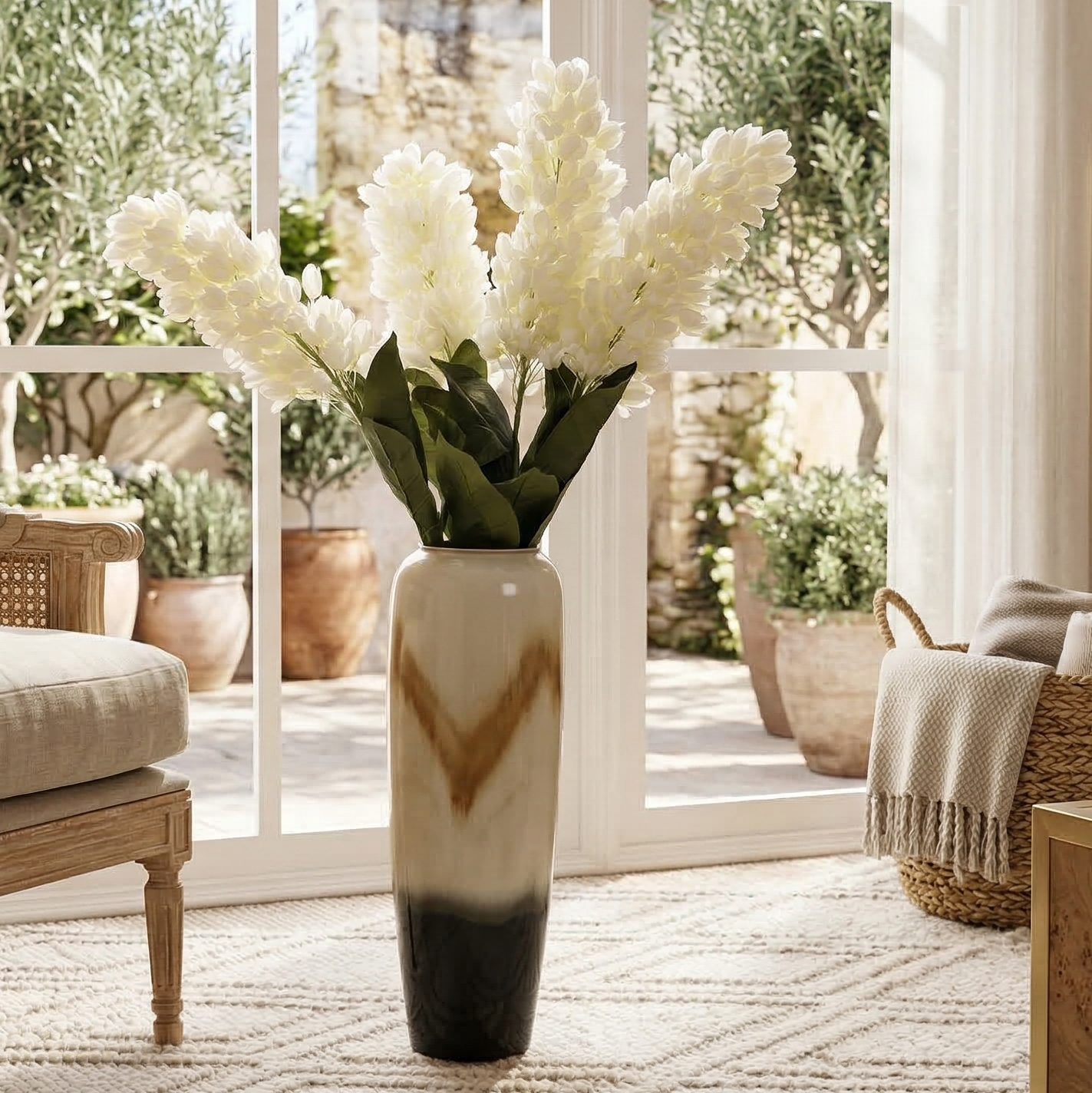 White Hyacinth Faux Flower Stick (Single)