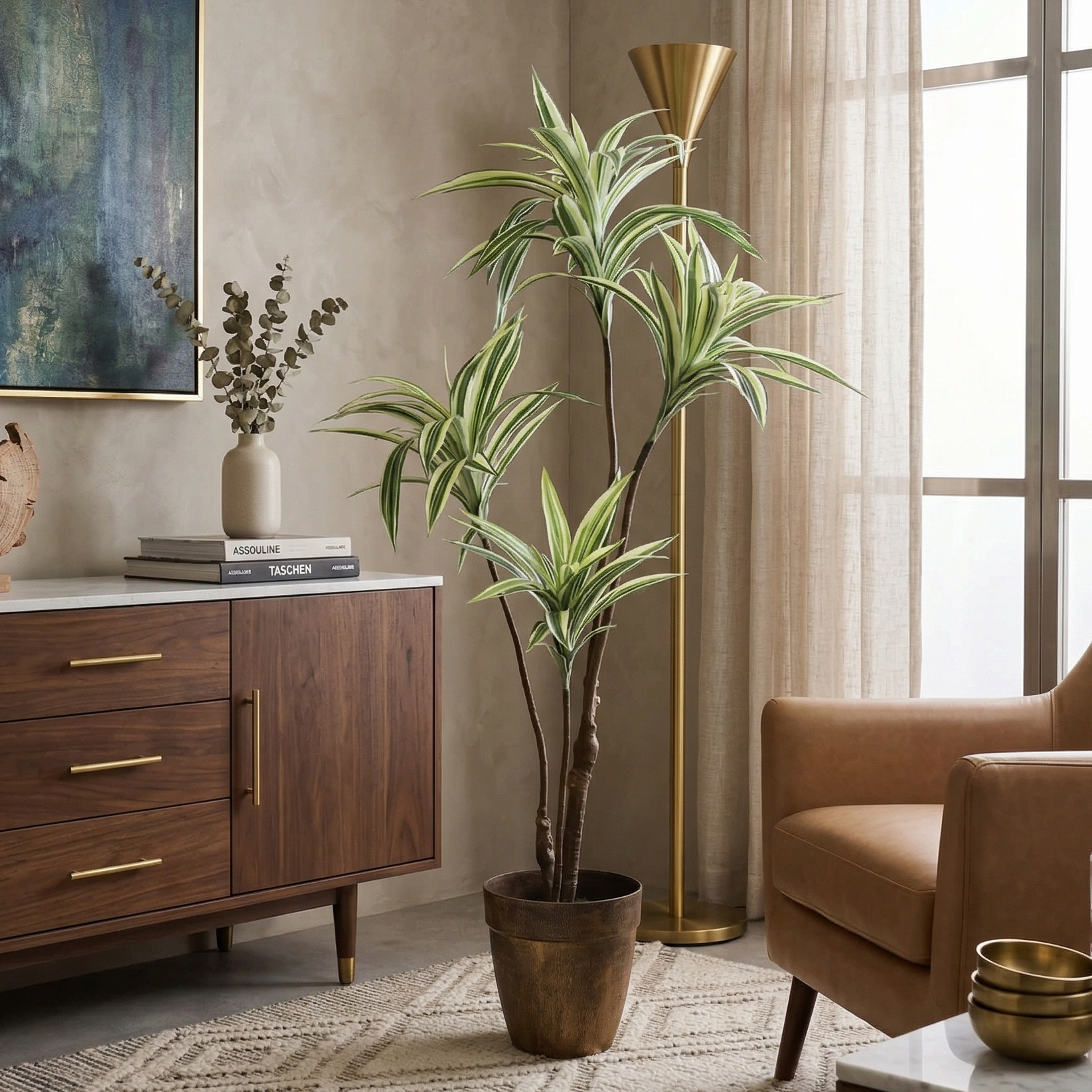 White Striped Dracaena Faux Plant (Tall)