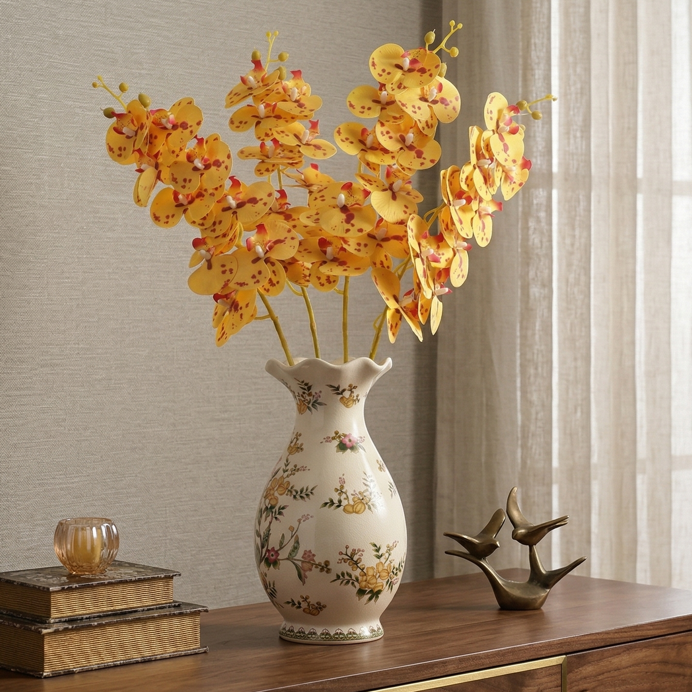 Yellow Phalaenopsis Faux Flower Stick (Single)