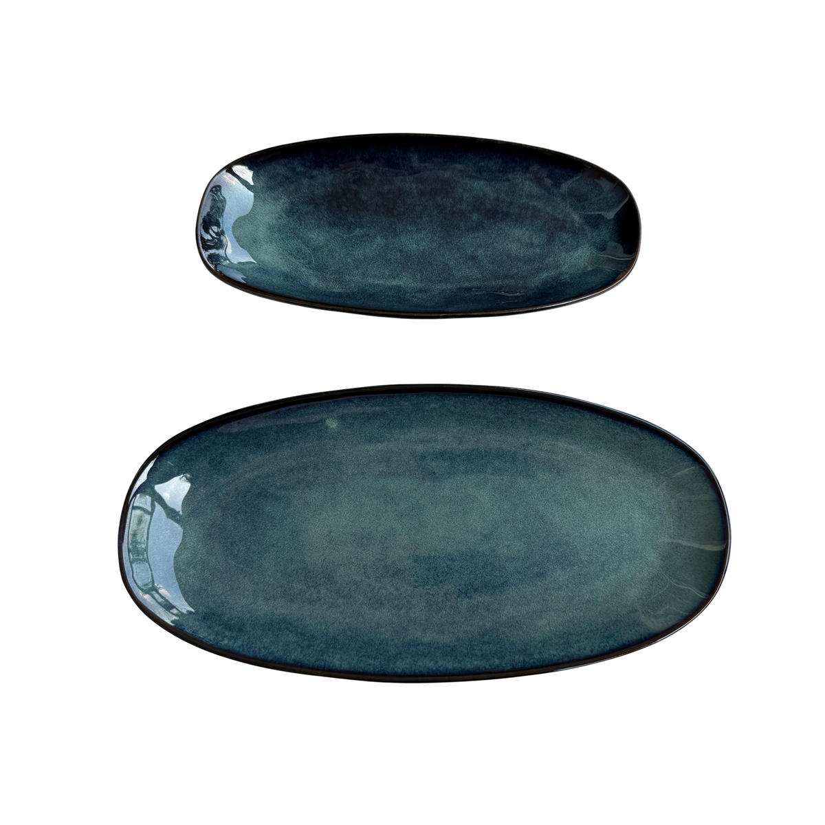 Tidal Drift Ceramic Oval Platter