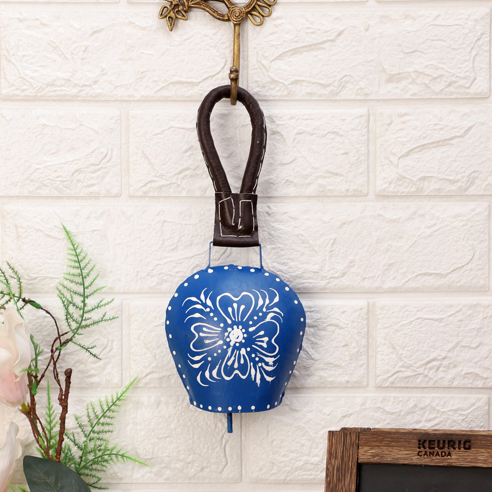 Hand Painted Cow Bell (Blue)