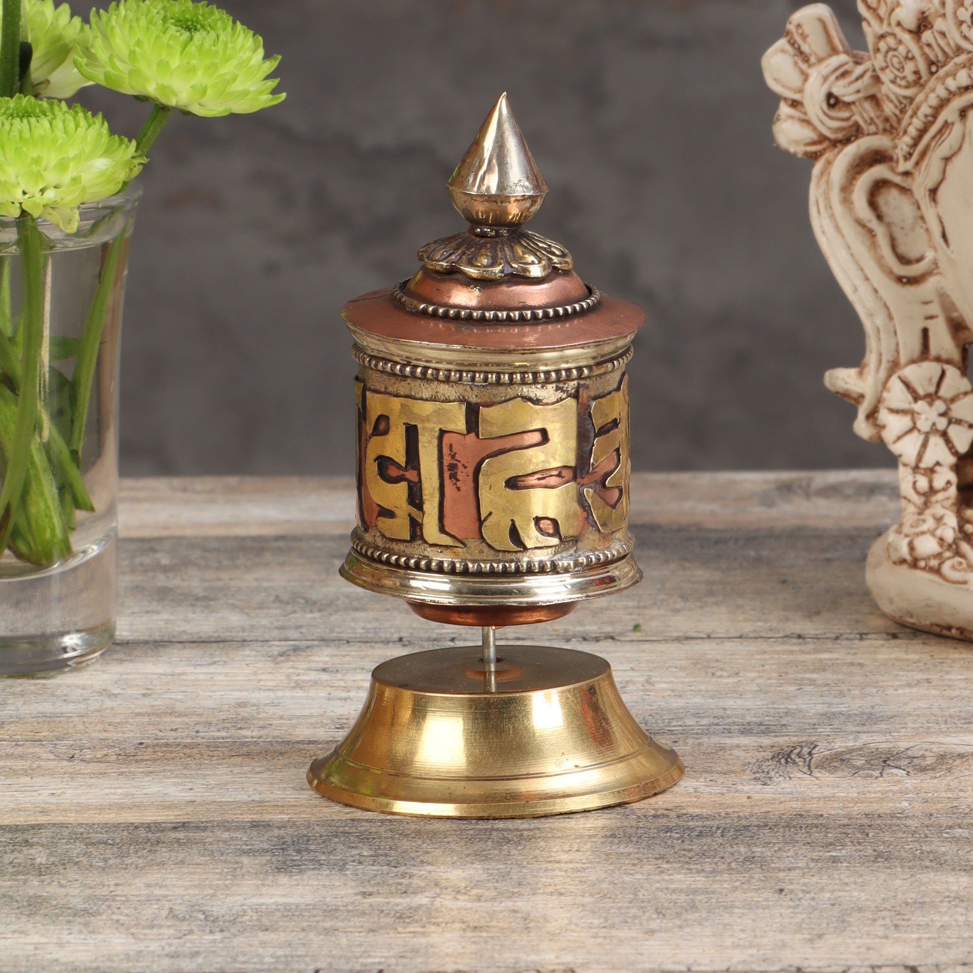 Buddhist Prayer Wheel - Table Top (Single Lineage Text)