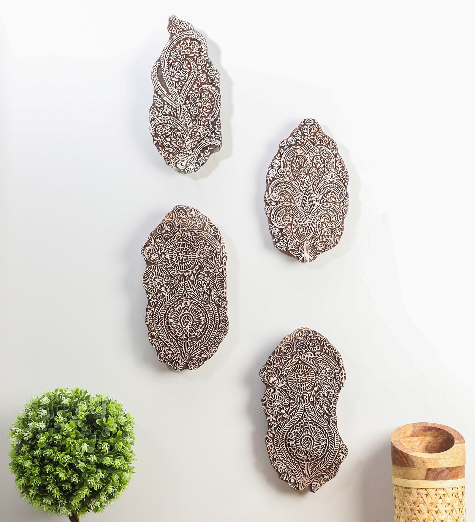 Ethnic Motifs - Handcarved Wall Hanging (set of 4)