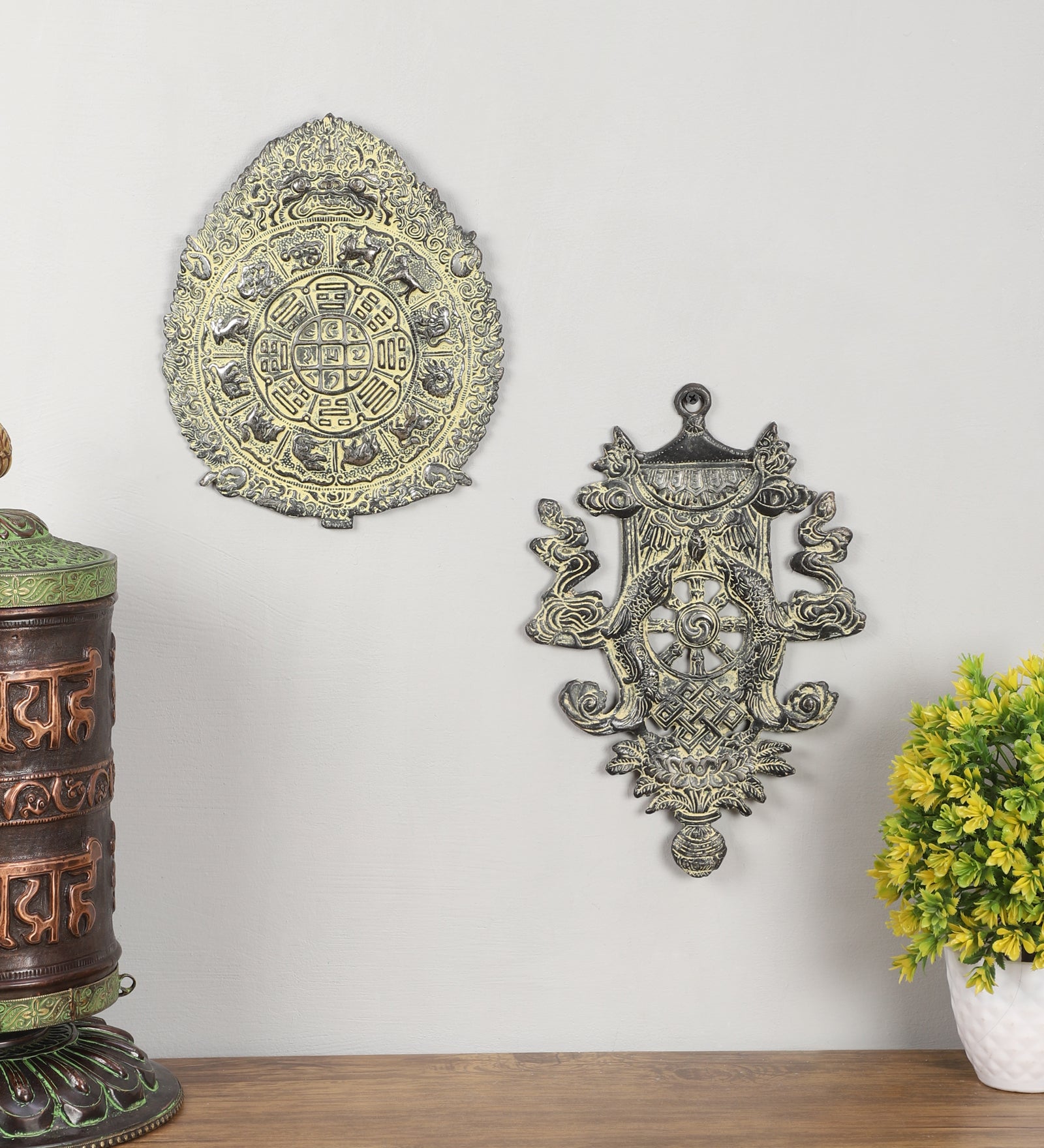 Handcarved Metal Wall Art (set of 2)