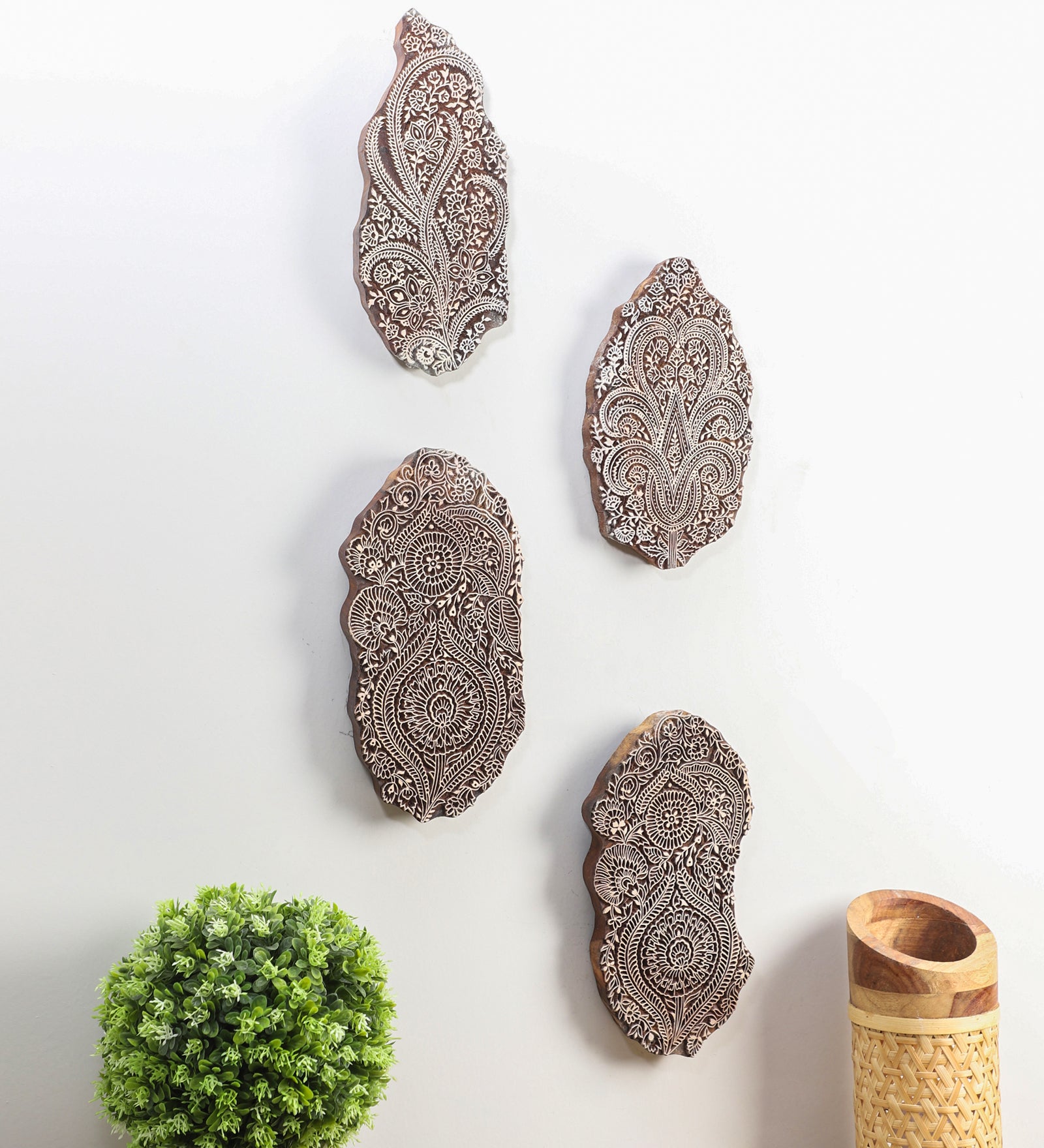 Ethnic Motifs - Handcarved Wall Hanging (set of 4)