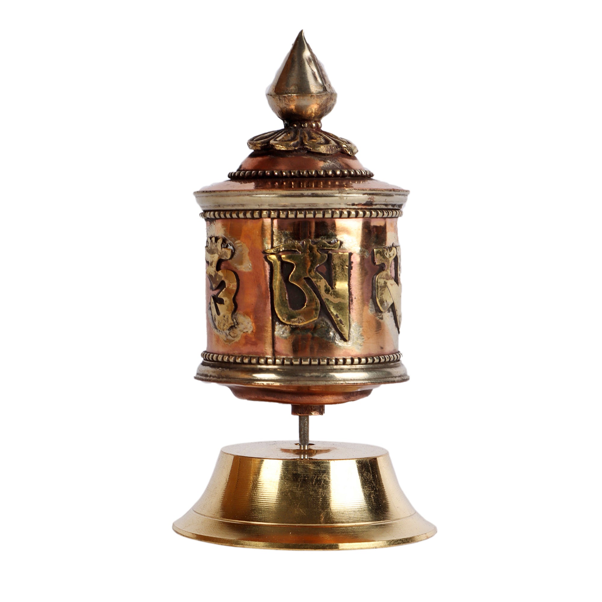 Buddhist Prayer Wheel - Table Top (One-Row Lineage Text)