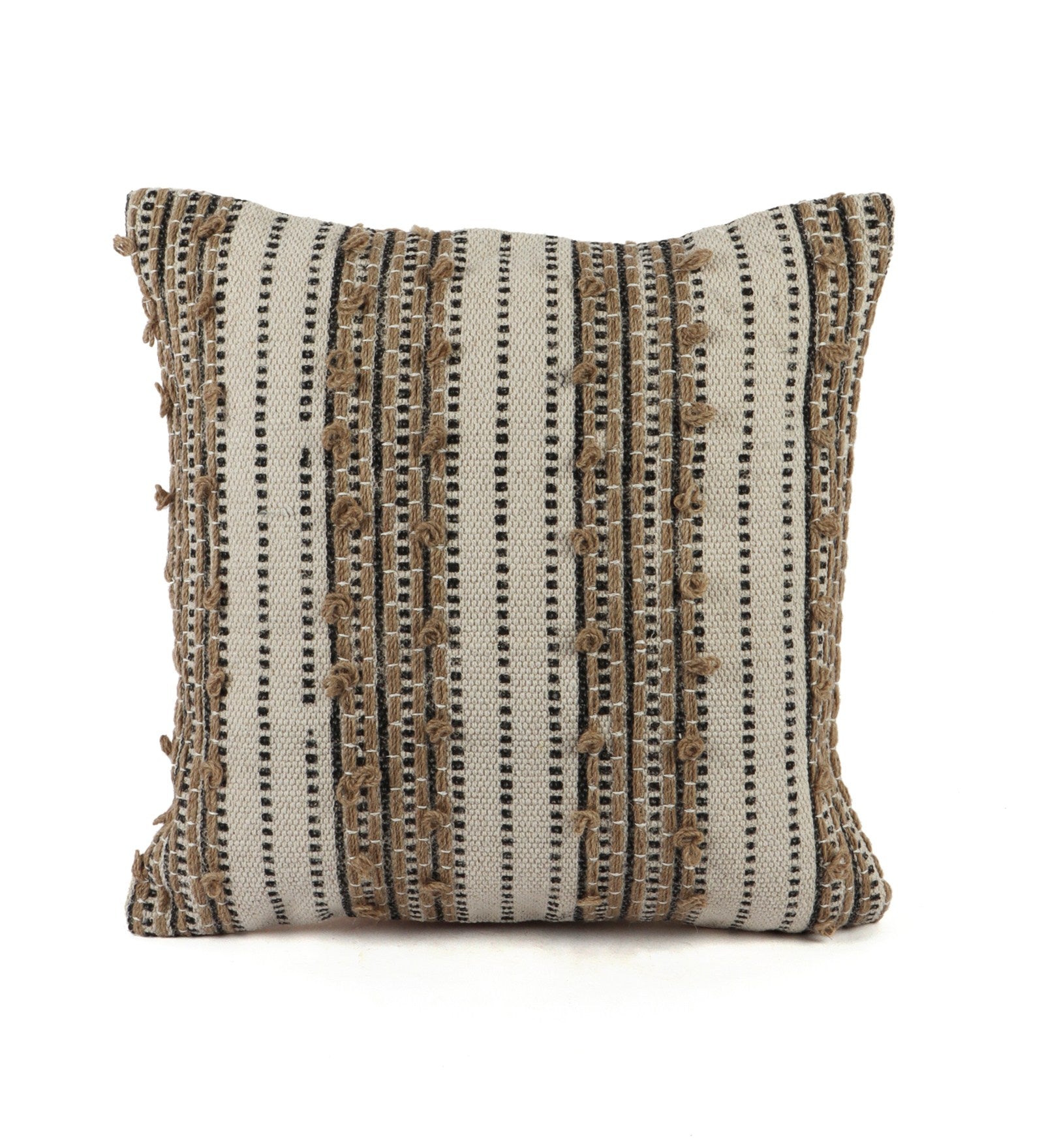 Embroidered Contemporary Cushion Cover (Beige Knots)