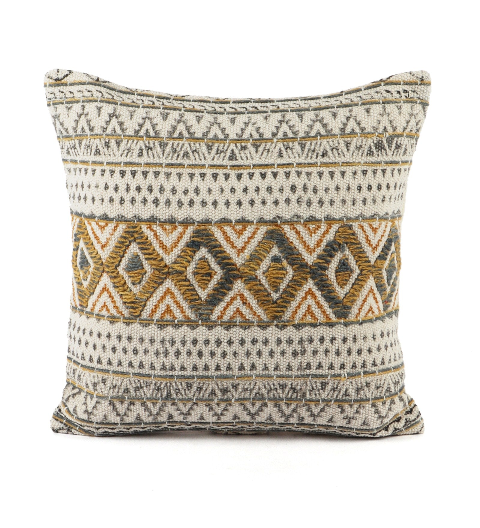 Embroidered Contemporary Cushion Cover (Beige Panel)