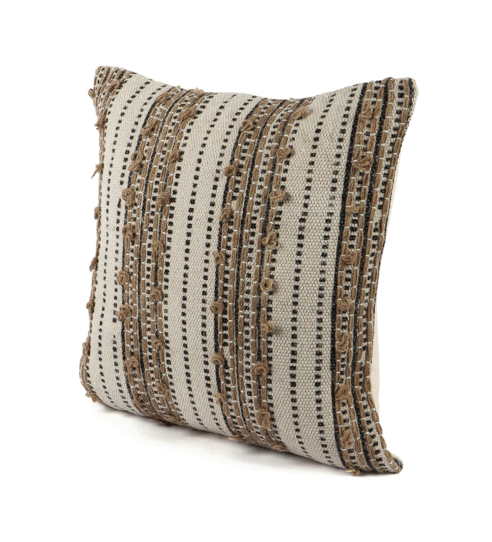 Embroidered Contemporary Cushion Cover (Beige Knots)