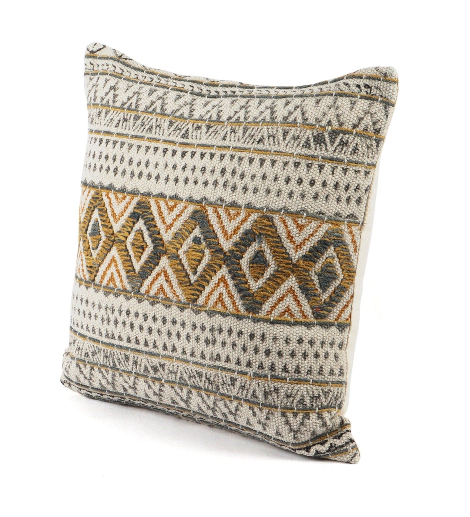 Embroidered Contemporary Cushion Cover (Beige Panel)