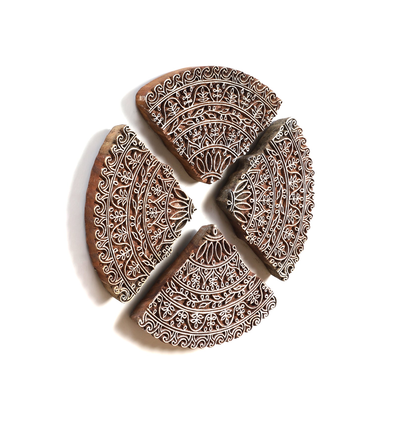 Ethnic Motifs - Handcarved Round Wall Hanging (set of 4)