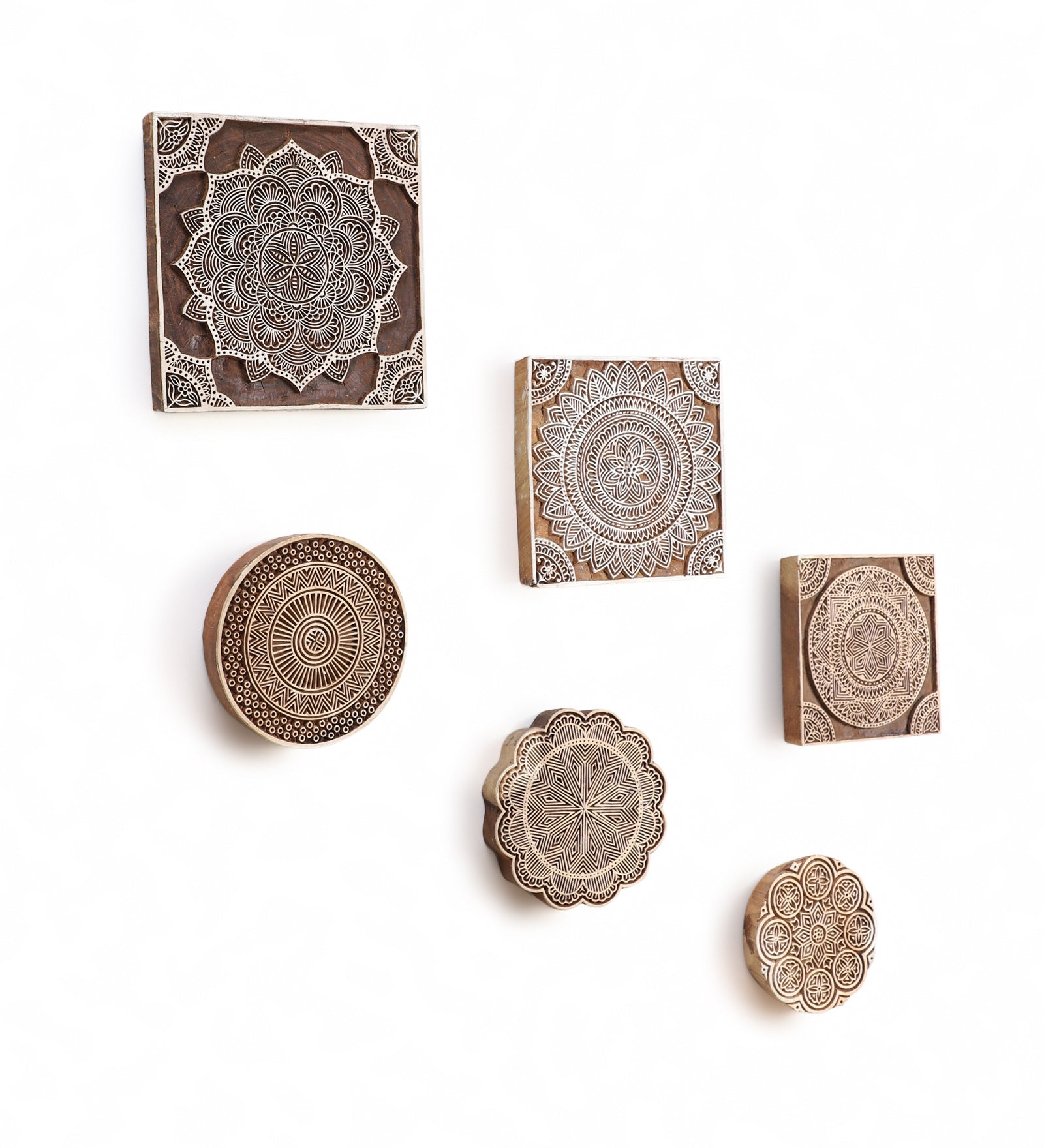 Sylvan Motifs - Handcarved Wood Wall Hanging (set of 6)