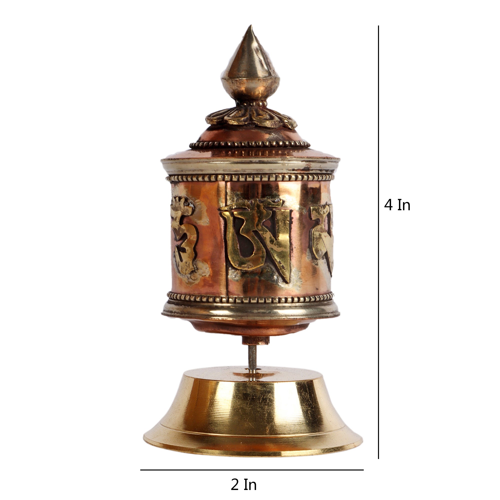 Buddhist Prayer Wheel - Table Top (One-Row Lineage Text)