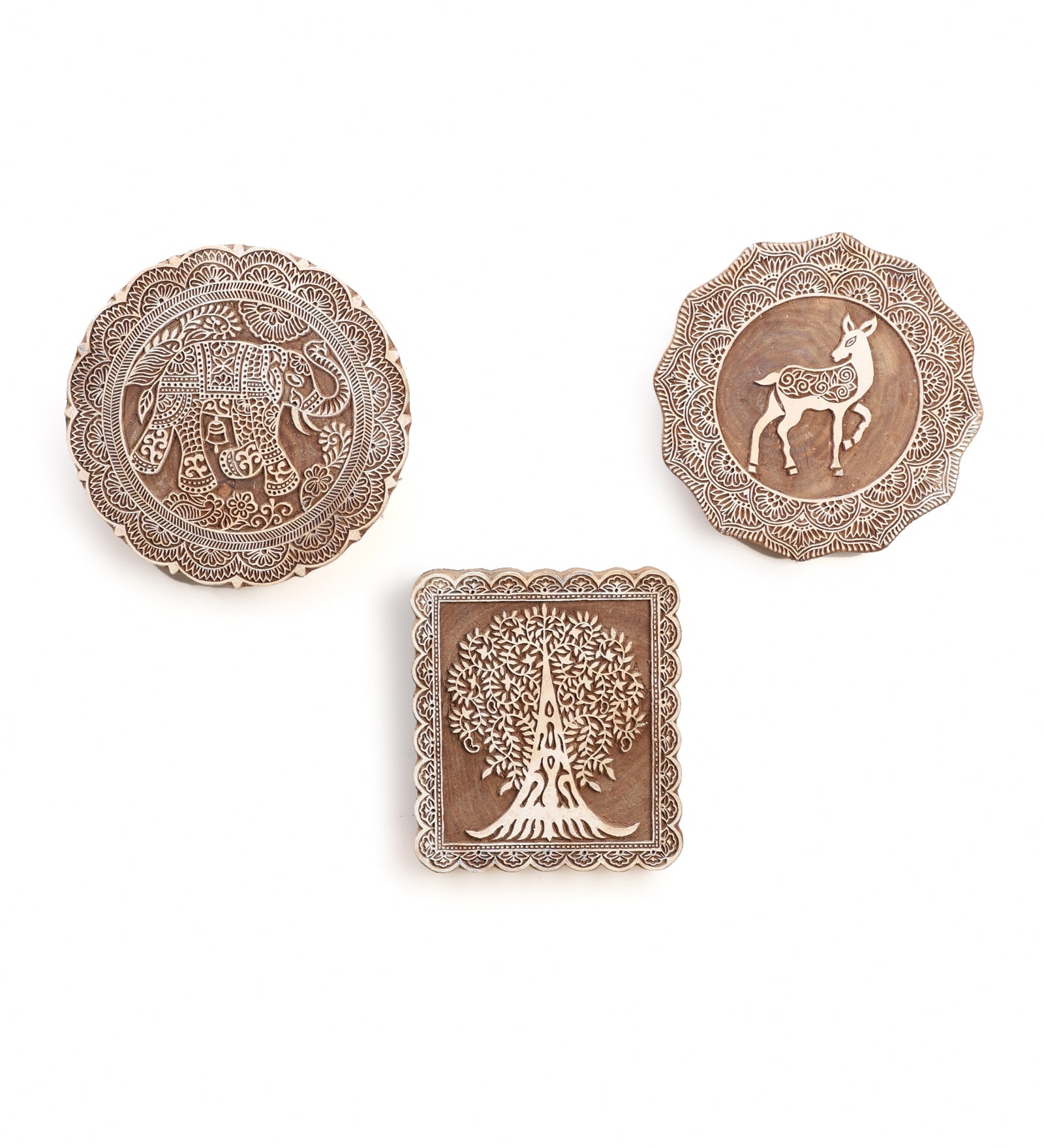 Ethnic Motifs - Handcarved Wall Hanging (set of 3)