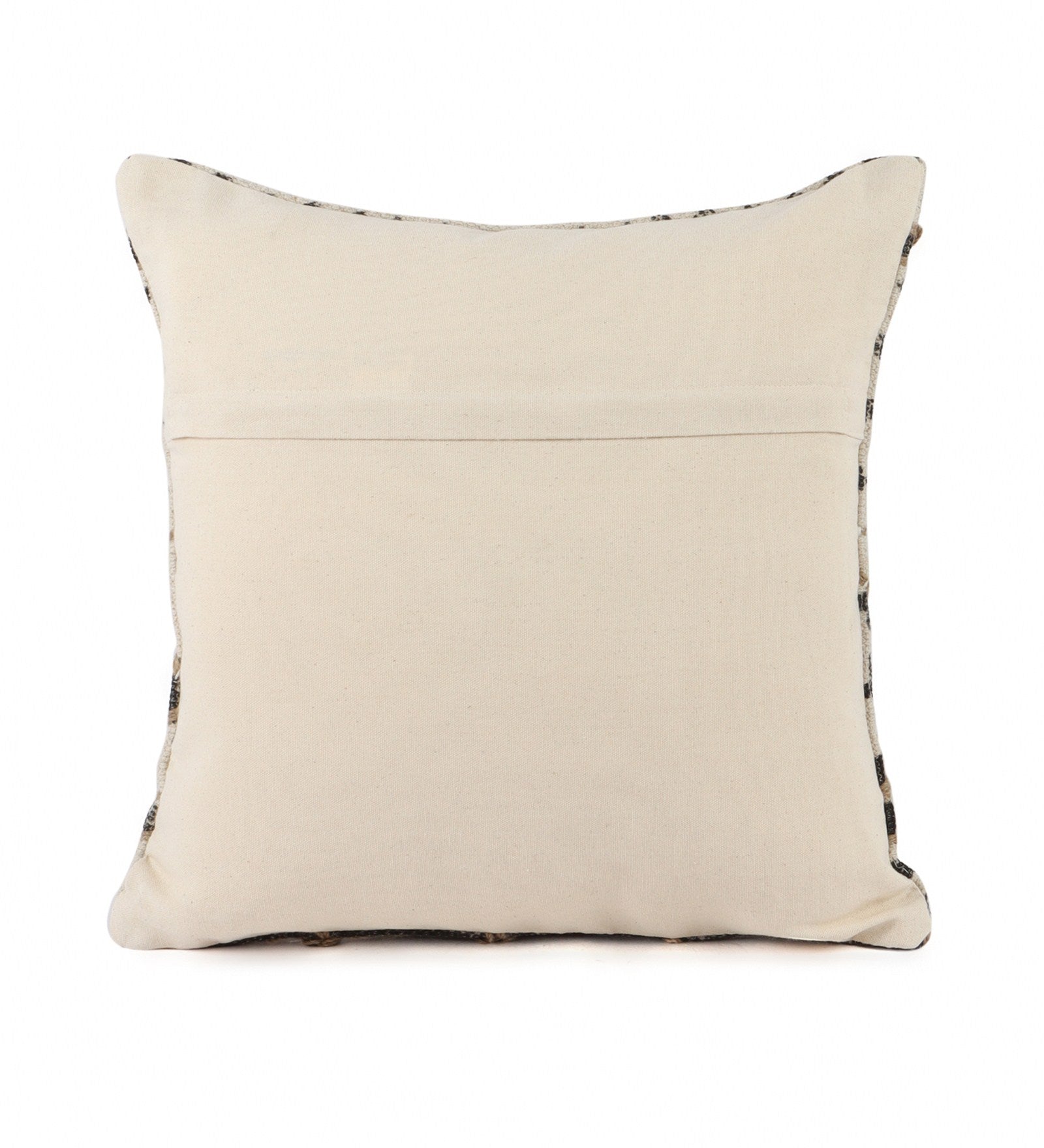 Embroidered Contemporary Cushion Cover (Black-Beige Geometric)