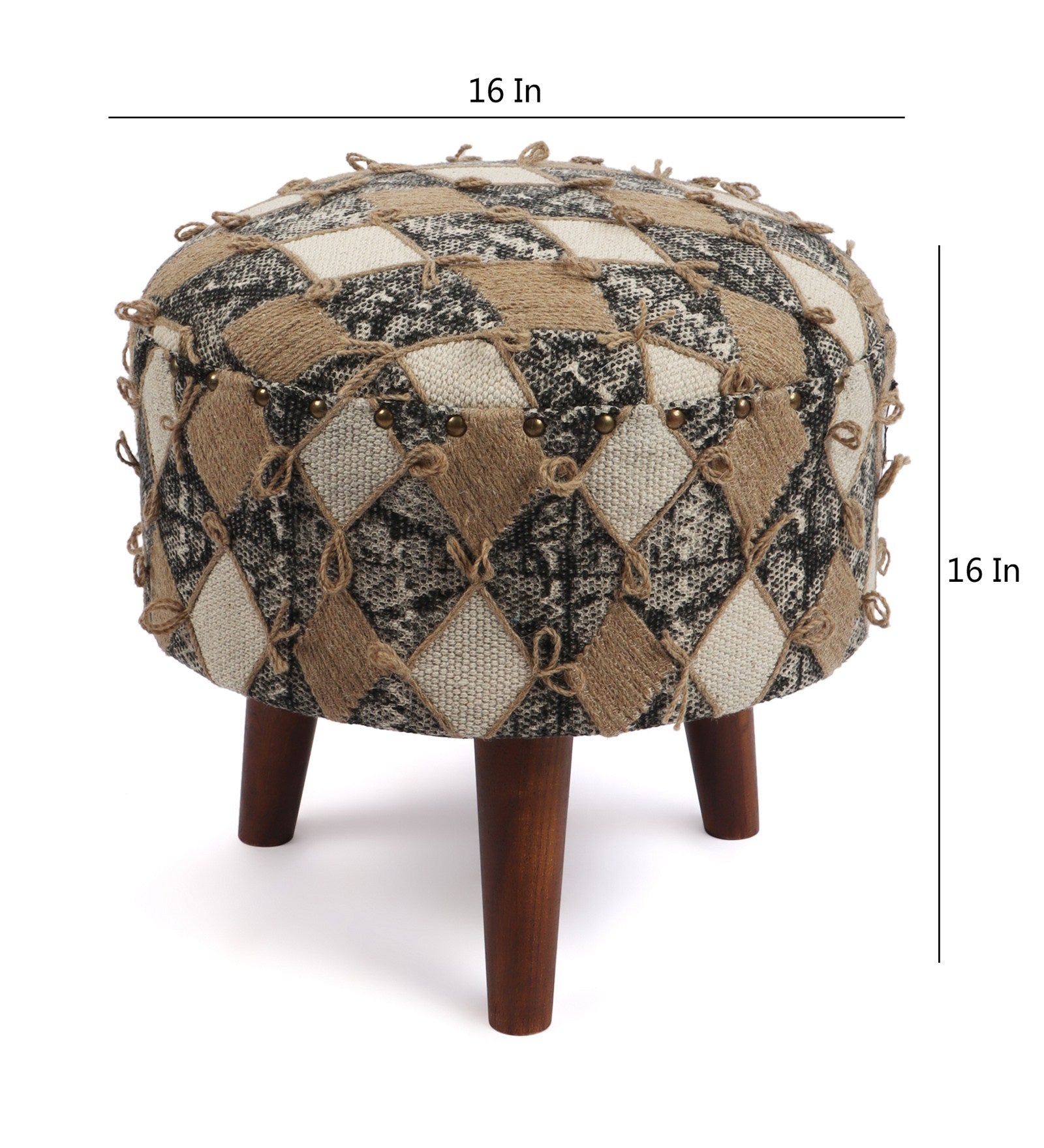 Handcrafted Contemporary Wood Ottoman (Single)