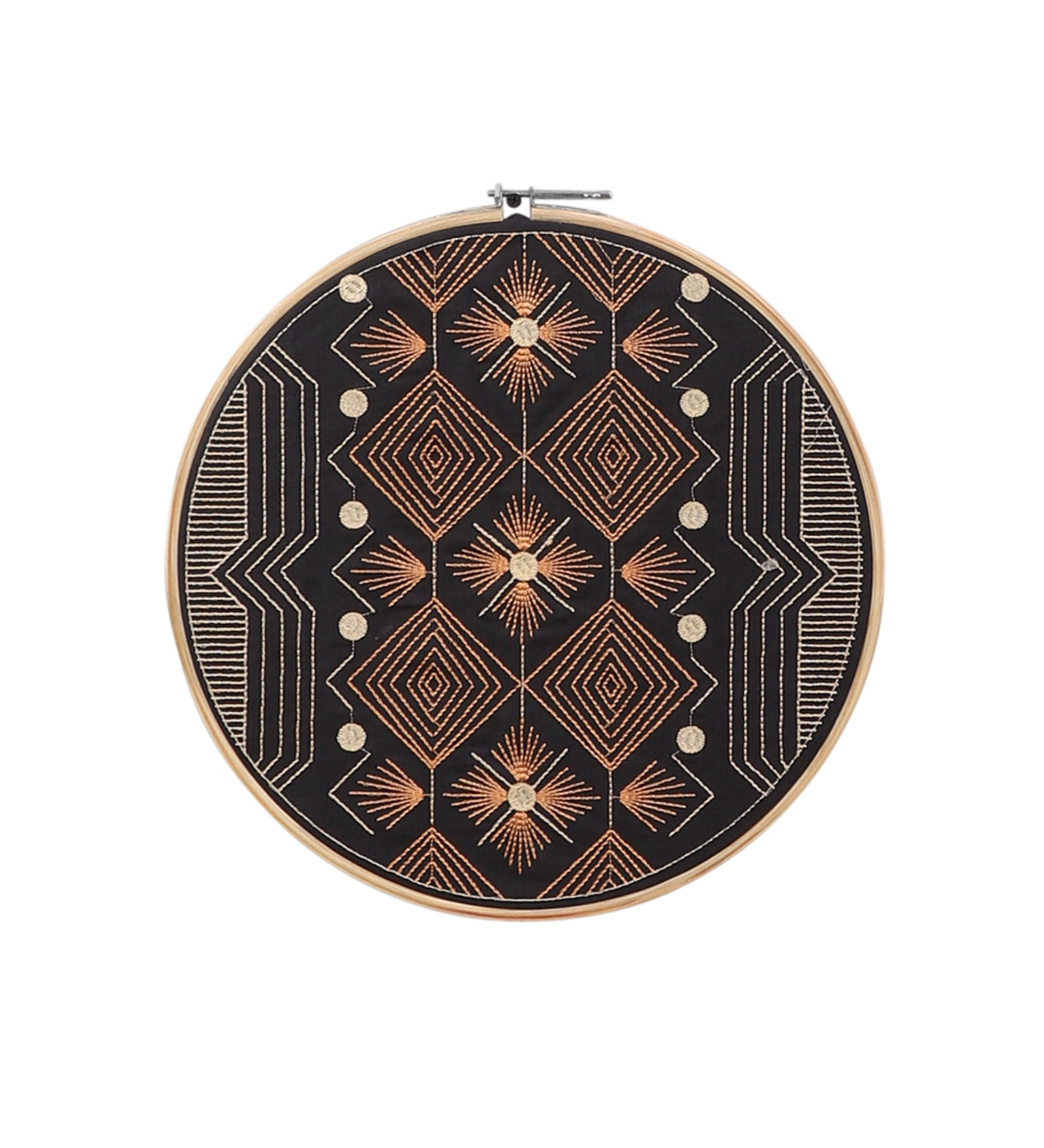 Black Embroidered Hoops (Single)