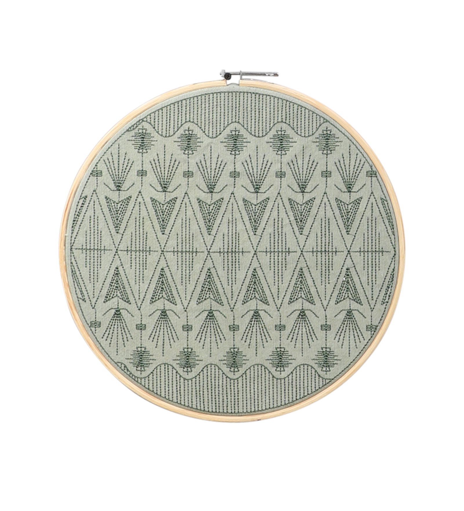 Green Embroidered Hoops (Single)
