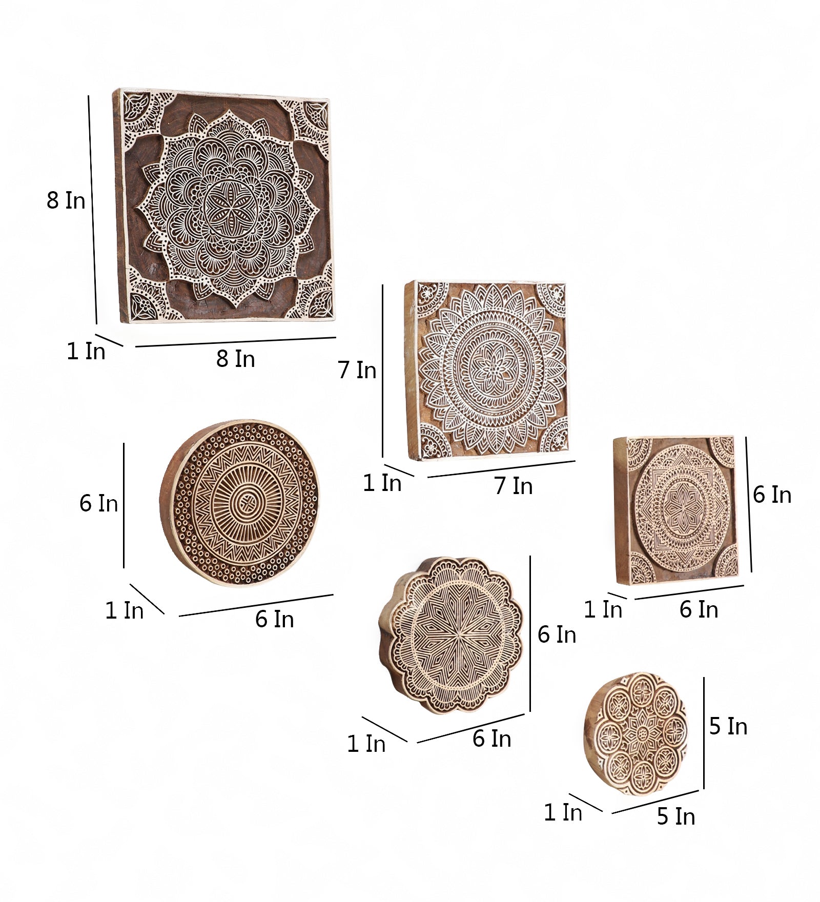 Sylvan Motifs - Handcarved Wood Wall Hanging (set of 6)