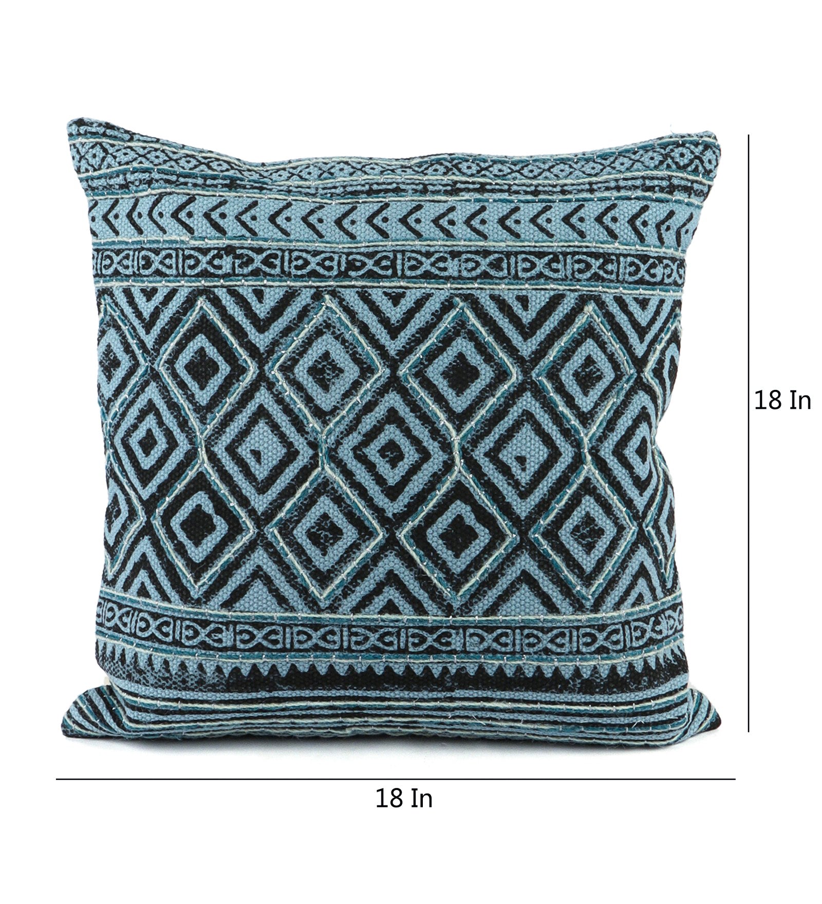 Embroidered Contemporary Cushion Cover (Blue Diamond)