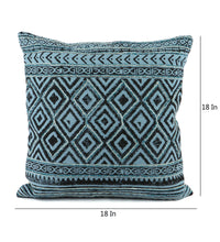 Load image into Gallery viewer, Embroidered Contemporary Cushion Cover (Blue Diamond)

