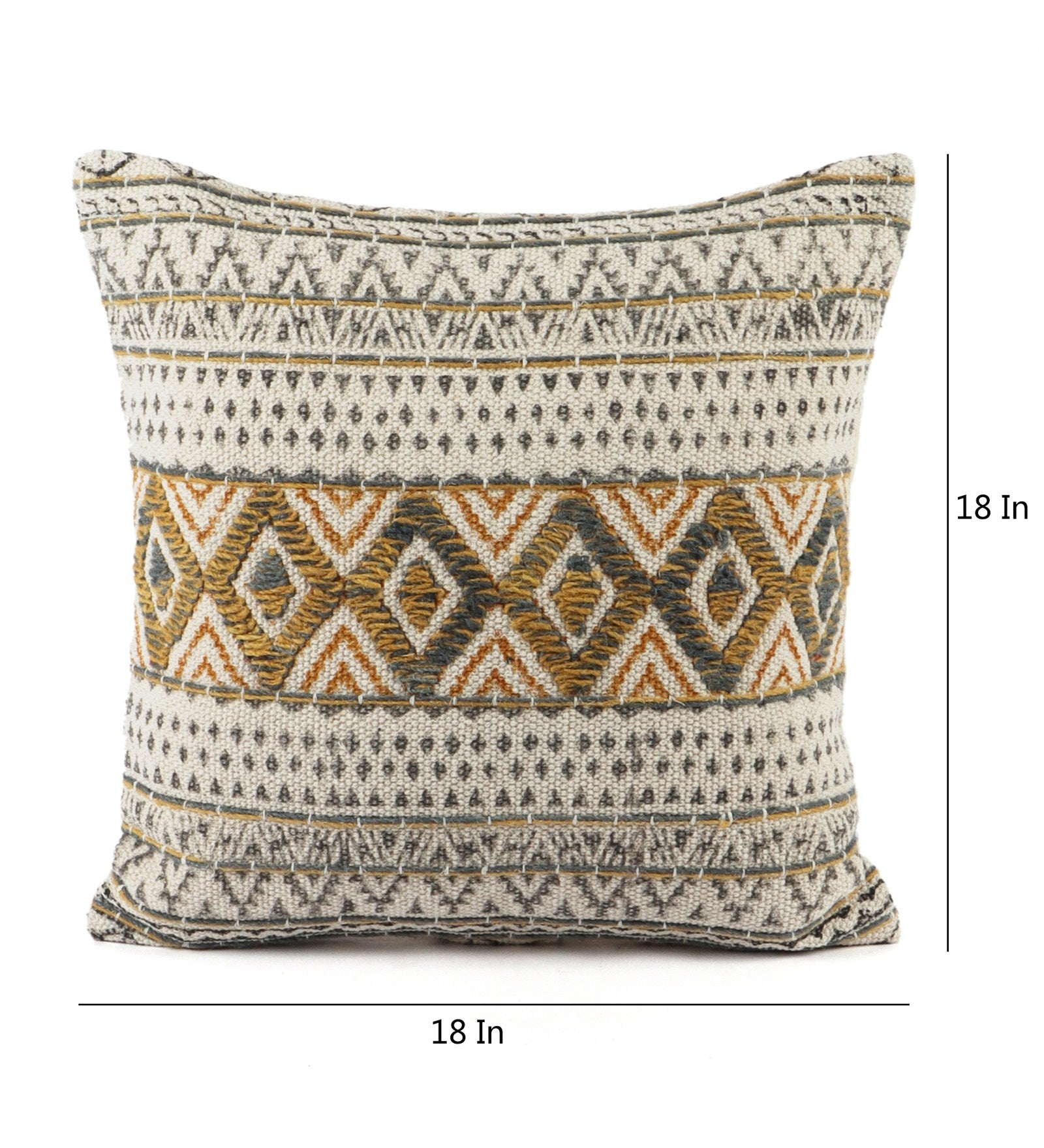 Embroidered Contemporary Cushion Cover (Beige Panel)