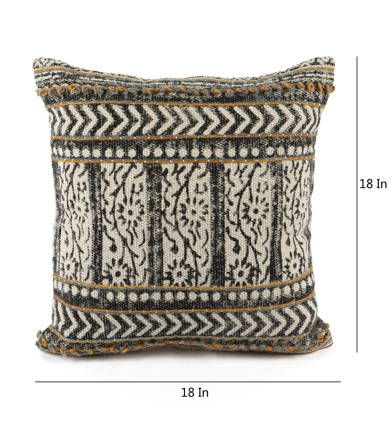 Embroidered Contemporary Cushion Cover (Black-Beige Arrow)