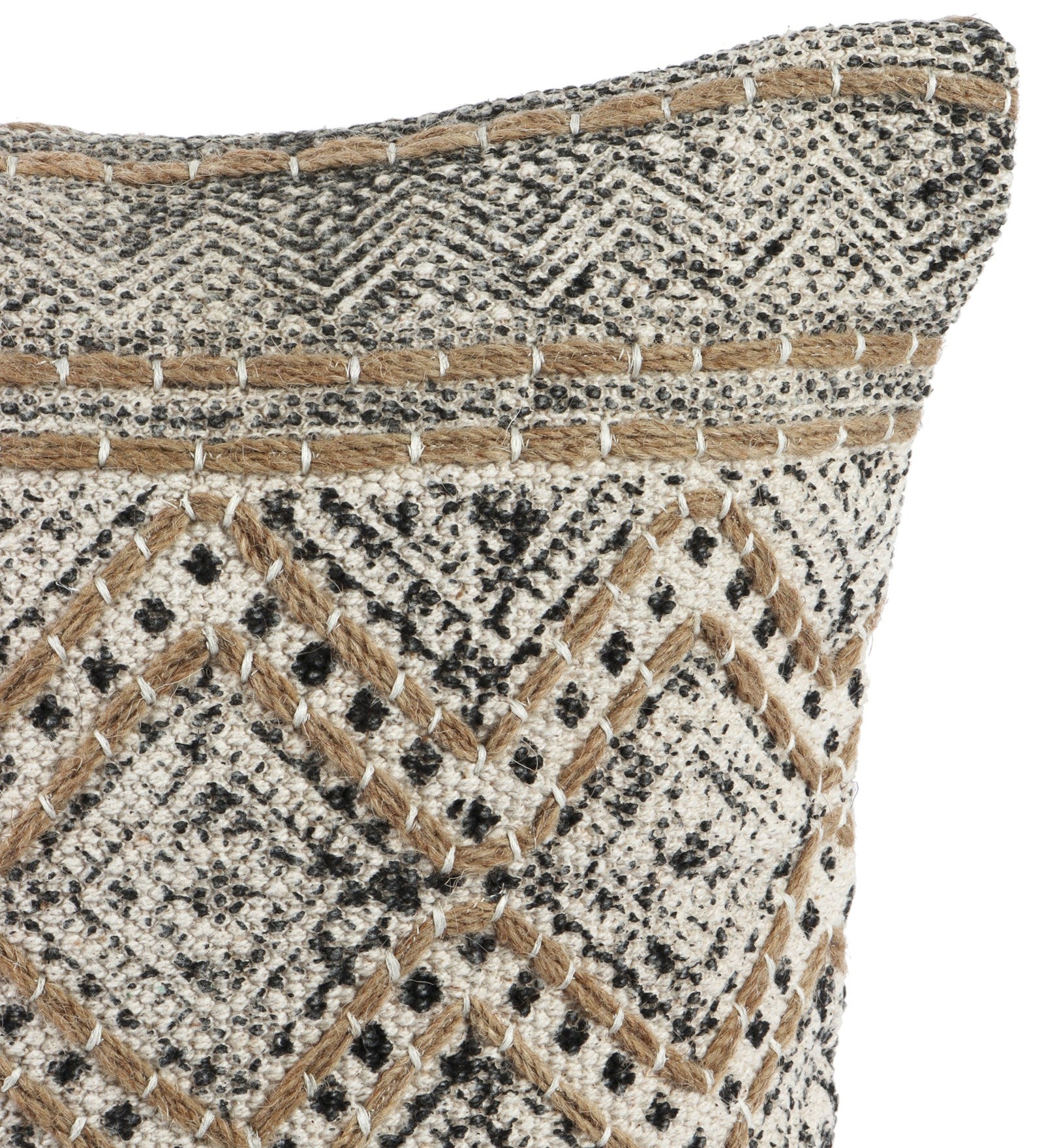 Embroidered Contemporary Cushion Cover (Beige Diamond)