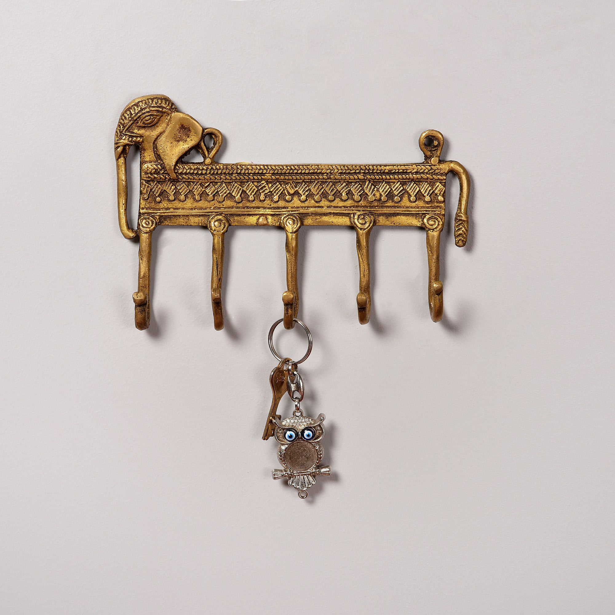 Elephant Brass Key Hanger