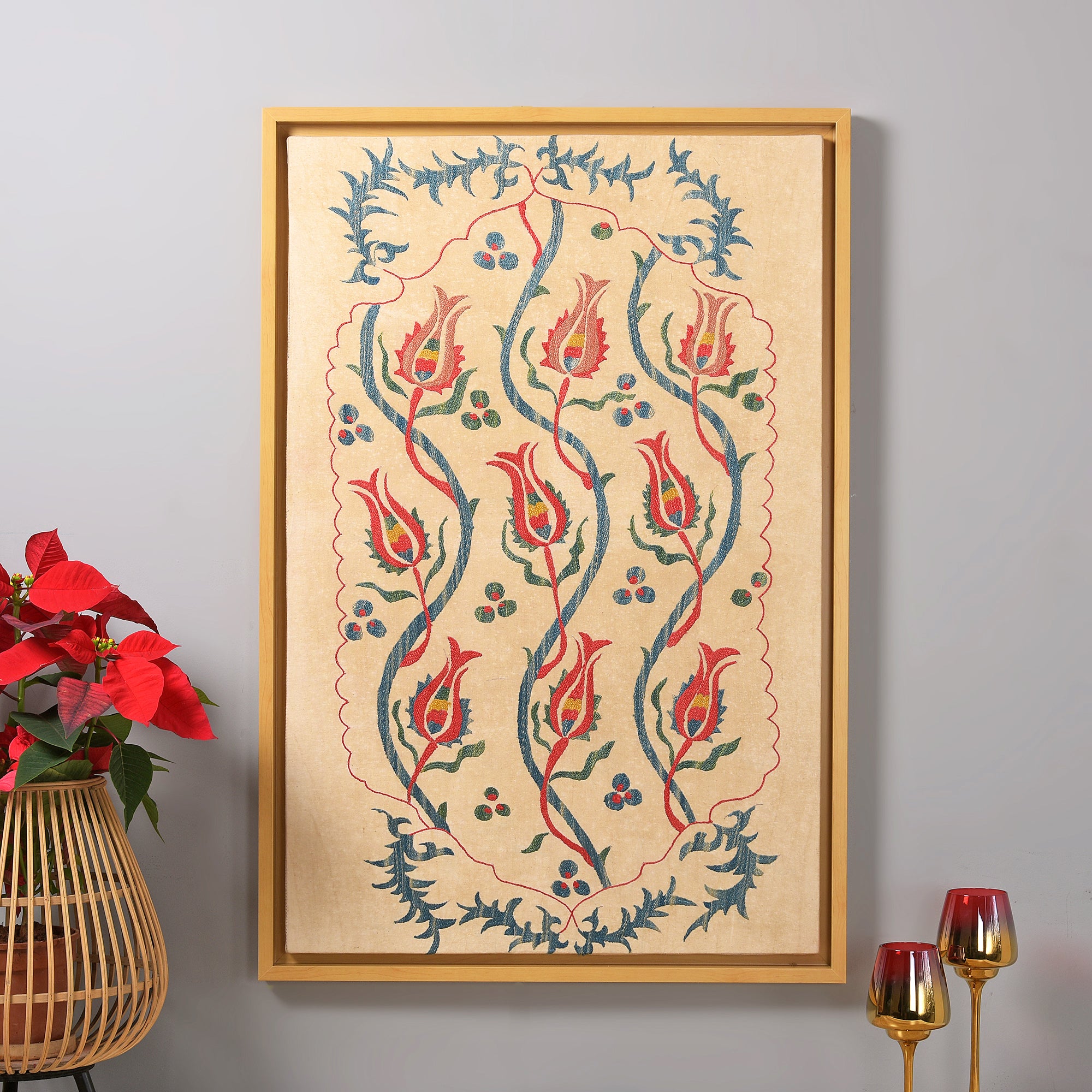 Turkish Grapevine Motifs - Hand Embroidered Wall Art