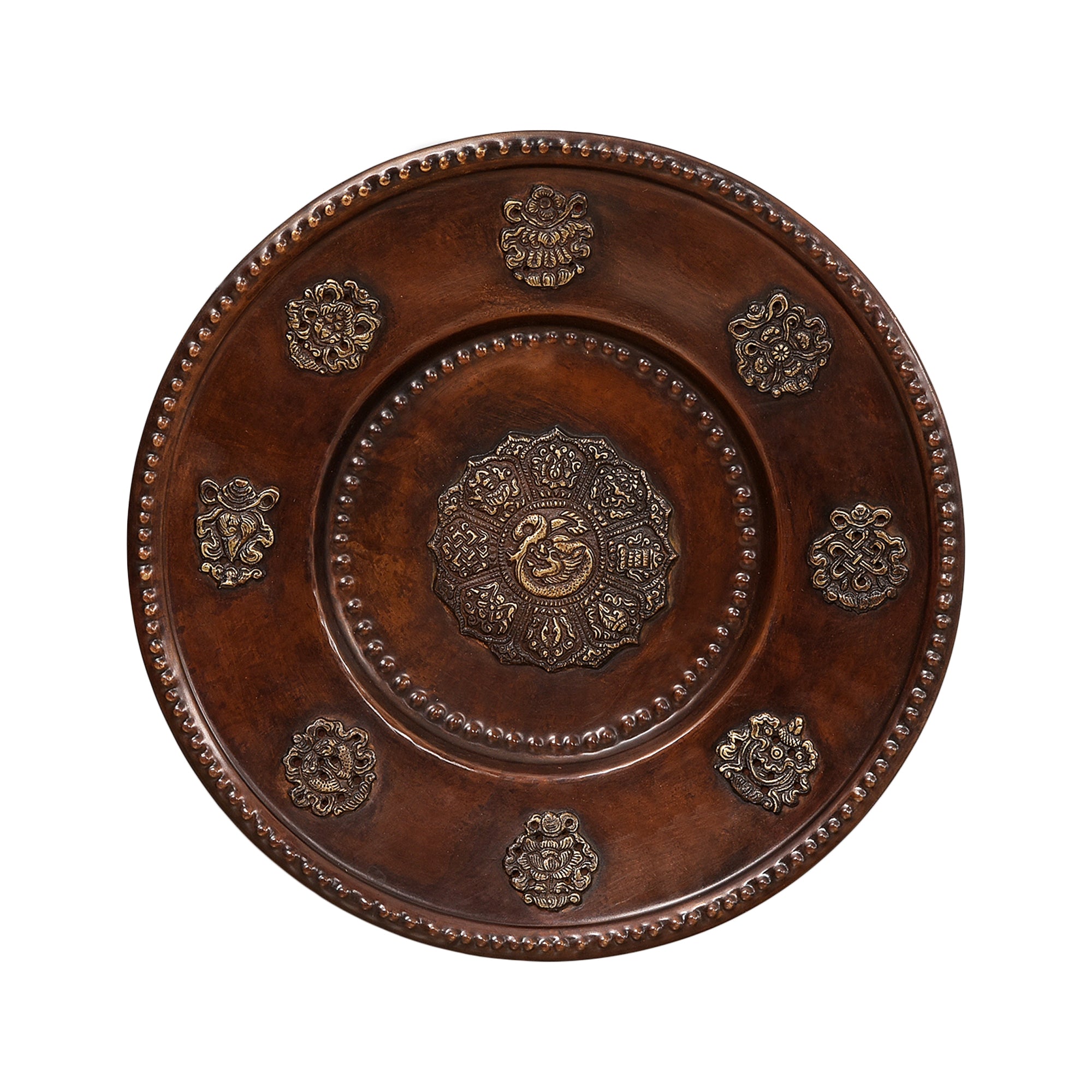 Buddhist Motifs - Rustic Wall Plate (Brown)