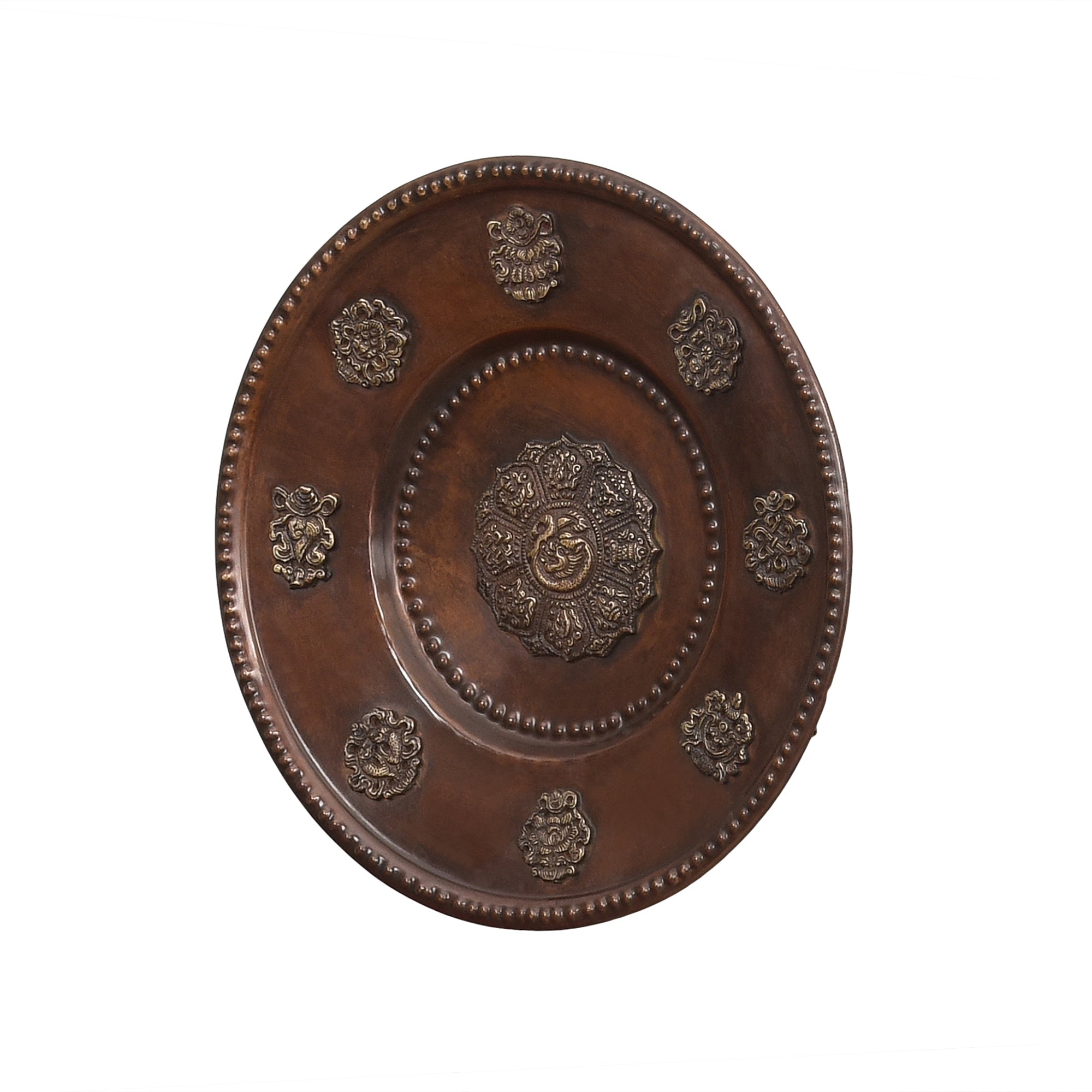 Buddhist Motifs - Rustic Wall Plate (Brown)