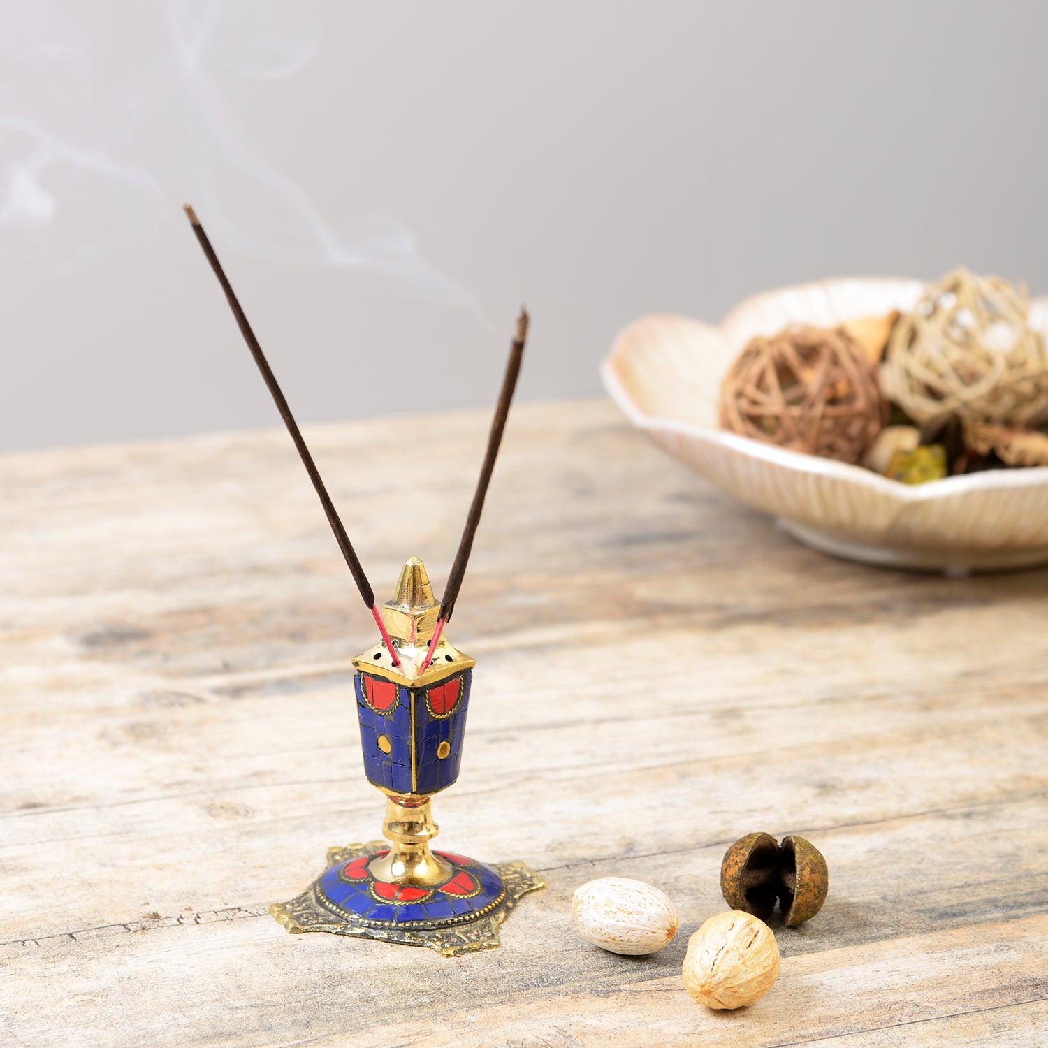 Handcrafted Stone Incense Holder - Violet Blue