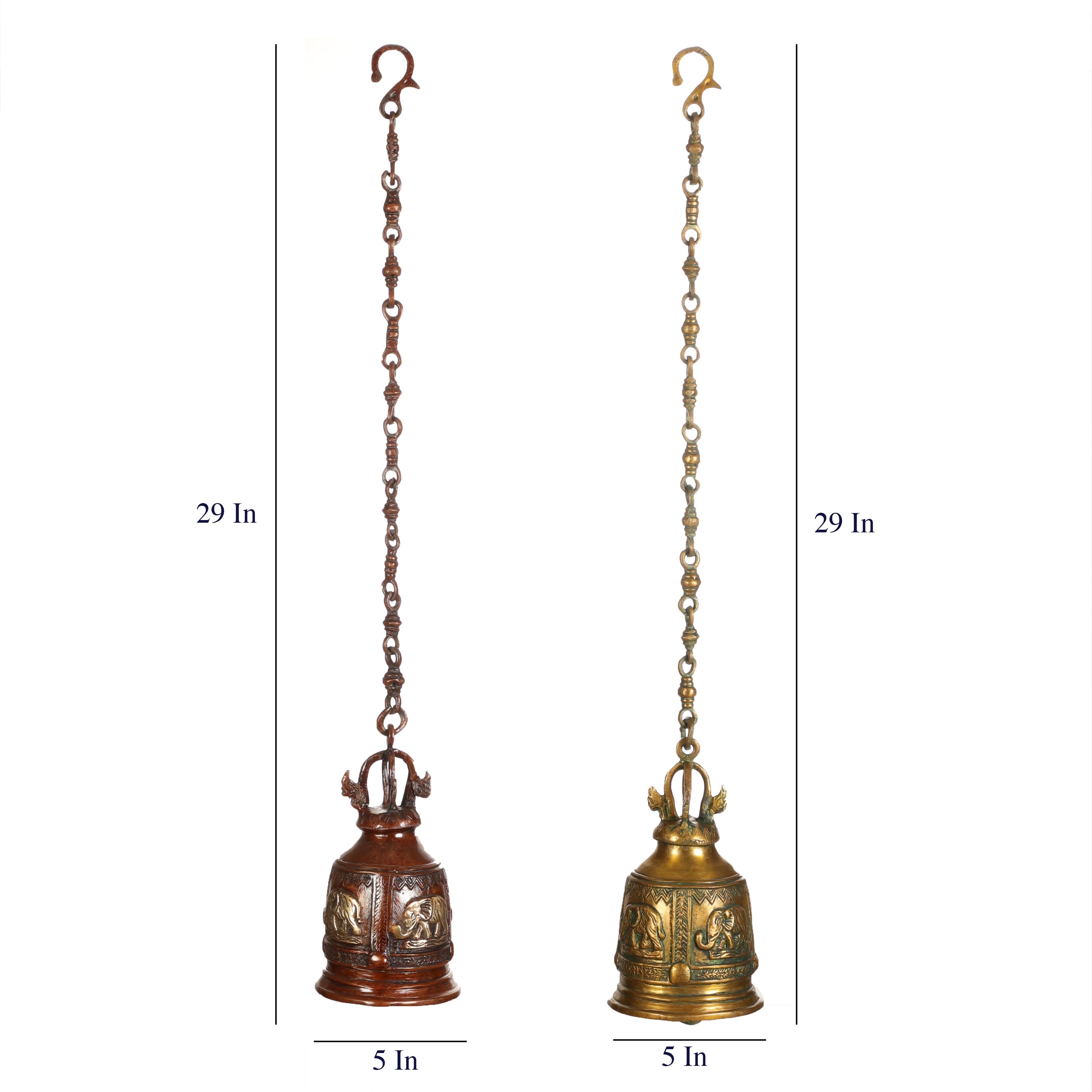 Elephant Brass Hanging Bell (Single)