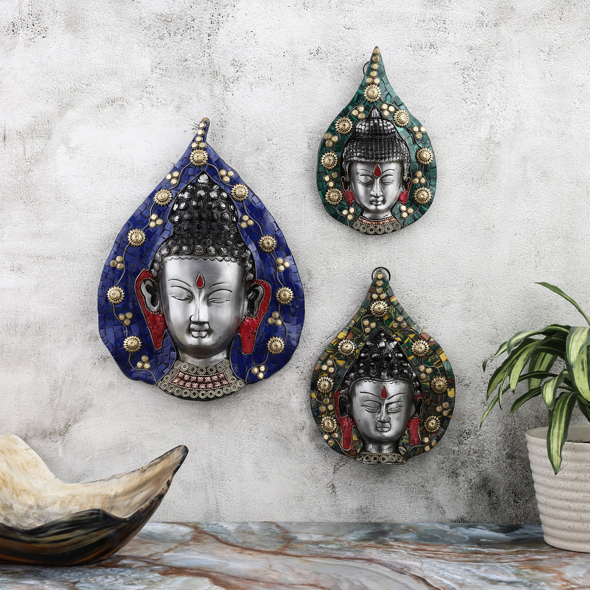 Buddha Wall Mask (Stone Finish)