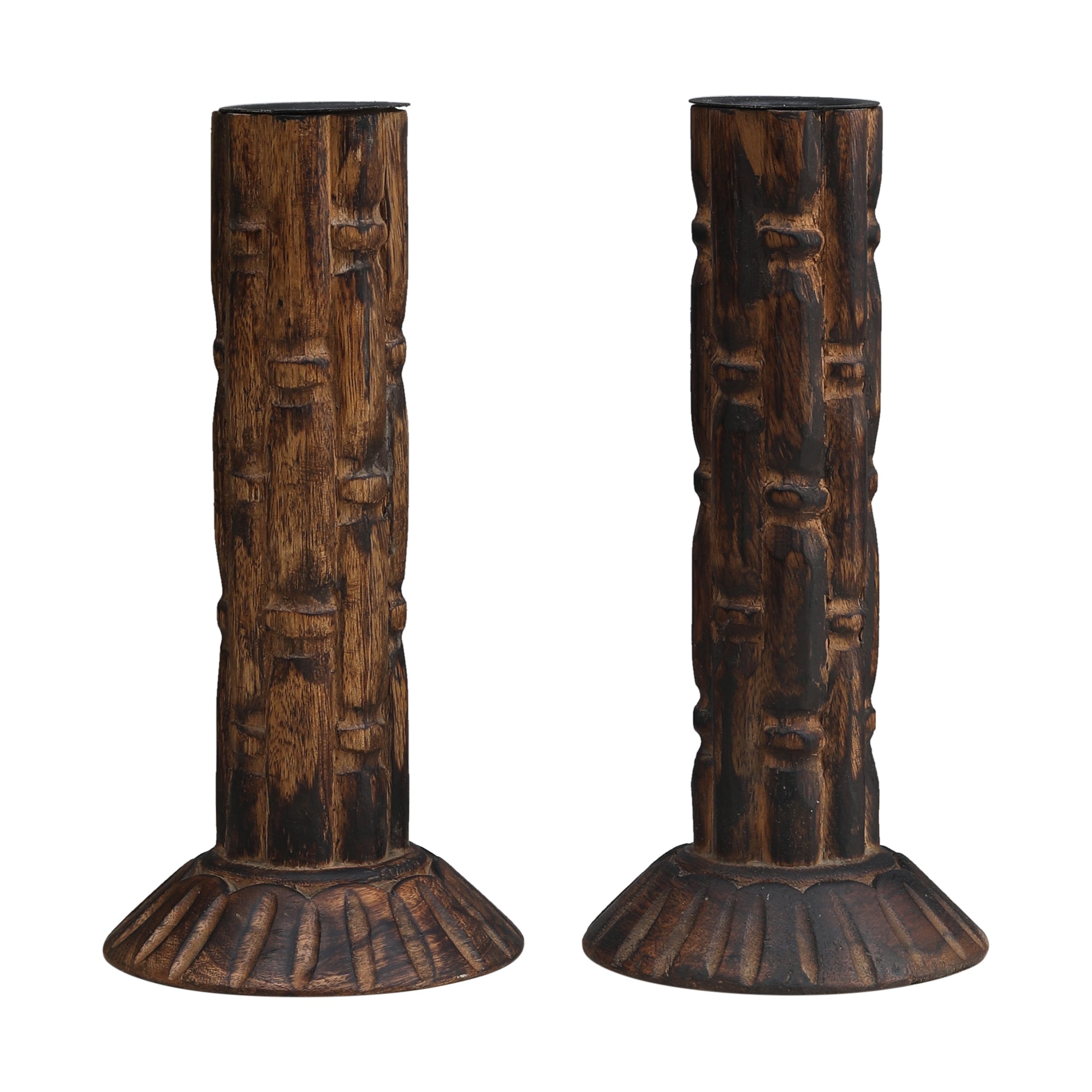 Tribal Wood Carving - Candle Stand (Single)