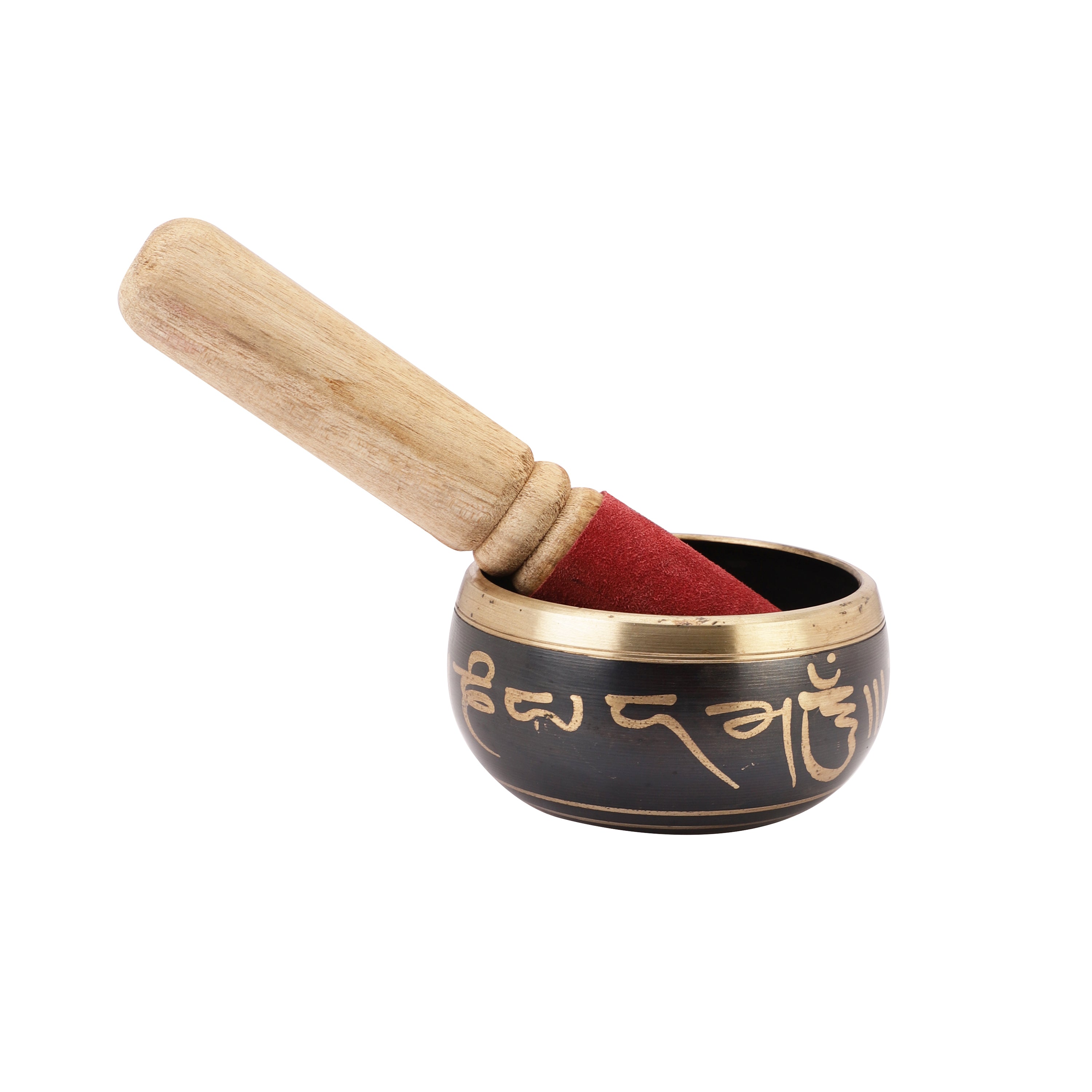Buddha Carving Black Tibetan Singing Bowl (with stick)