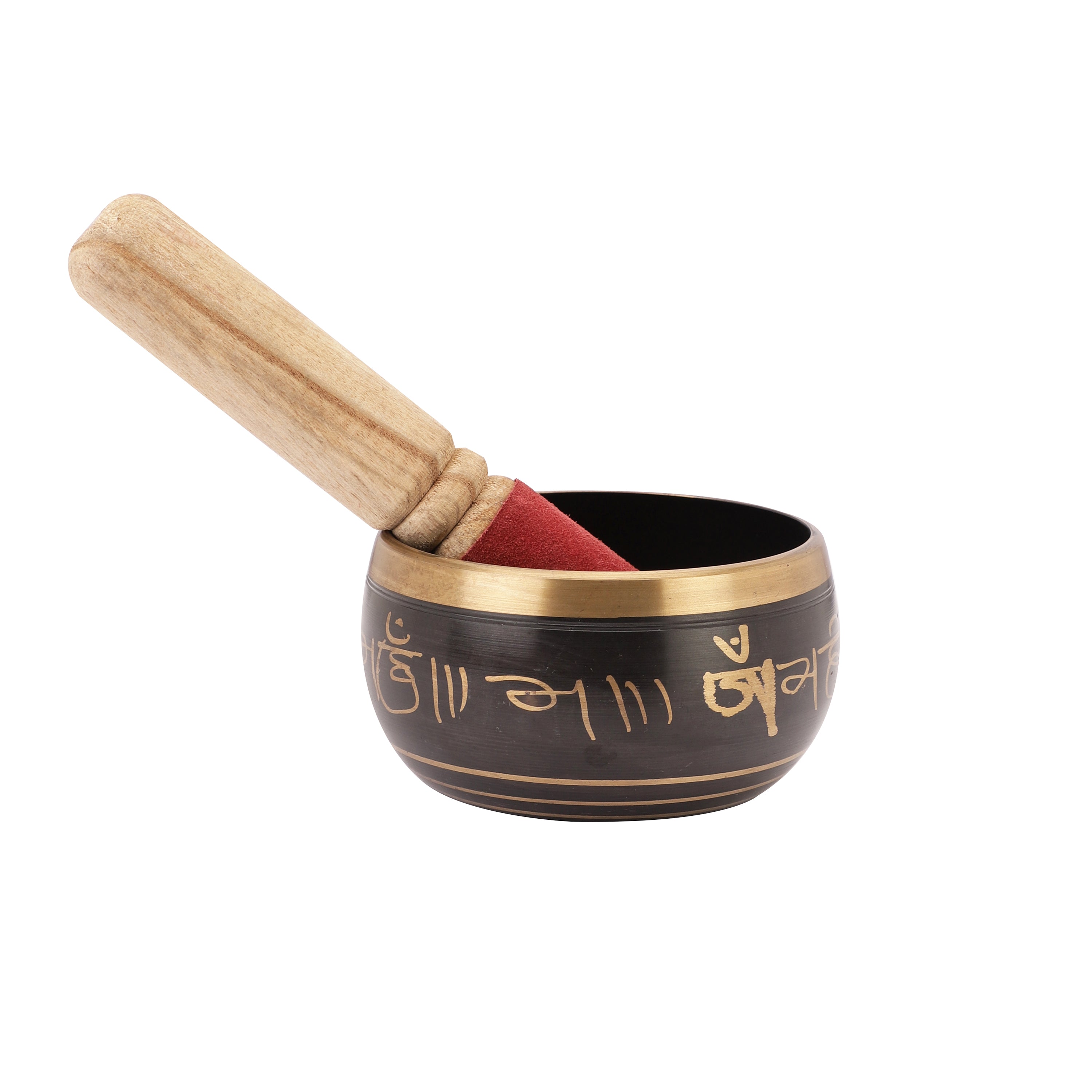 Buddha Star Carving Black Tibetan Singing Bowl (with stick)