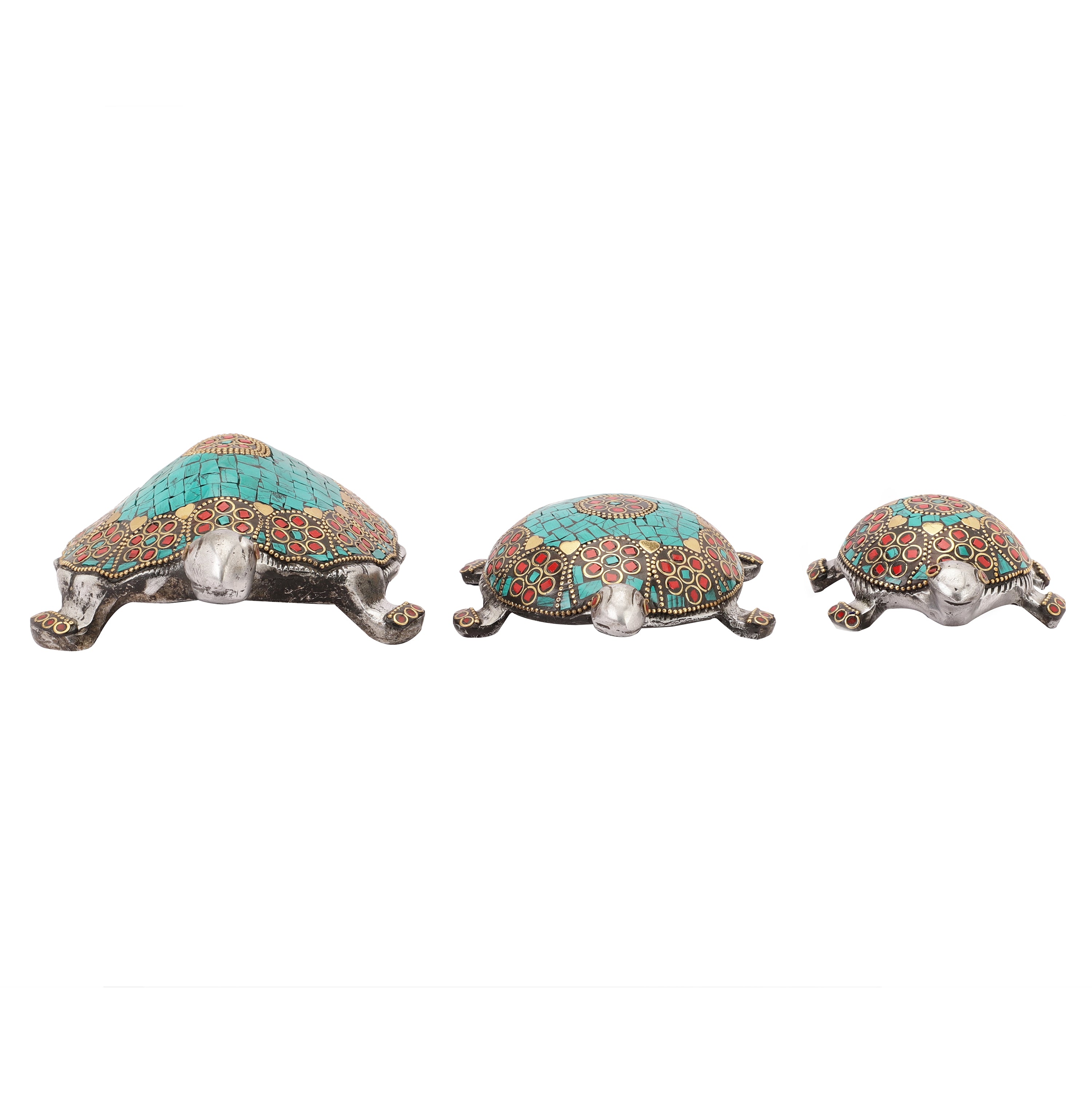 Turquoise Stone Turtles (Set of 3)