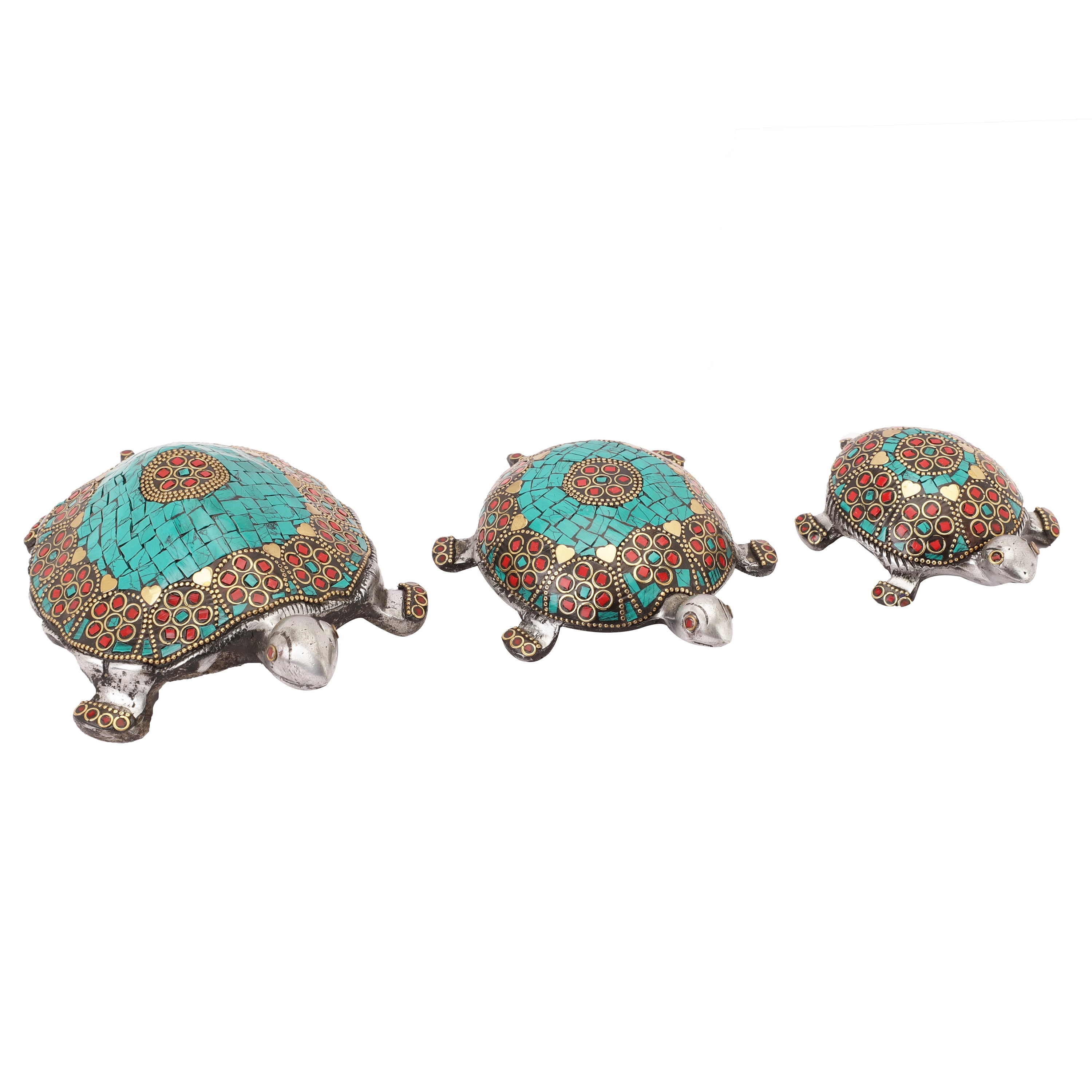 Turquoise Stone Turtles (Set of 3)