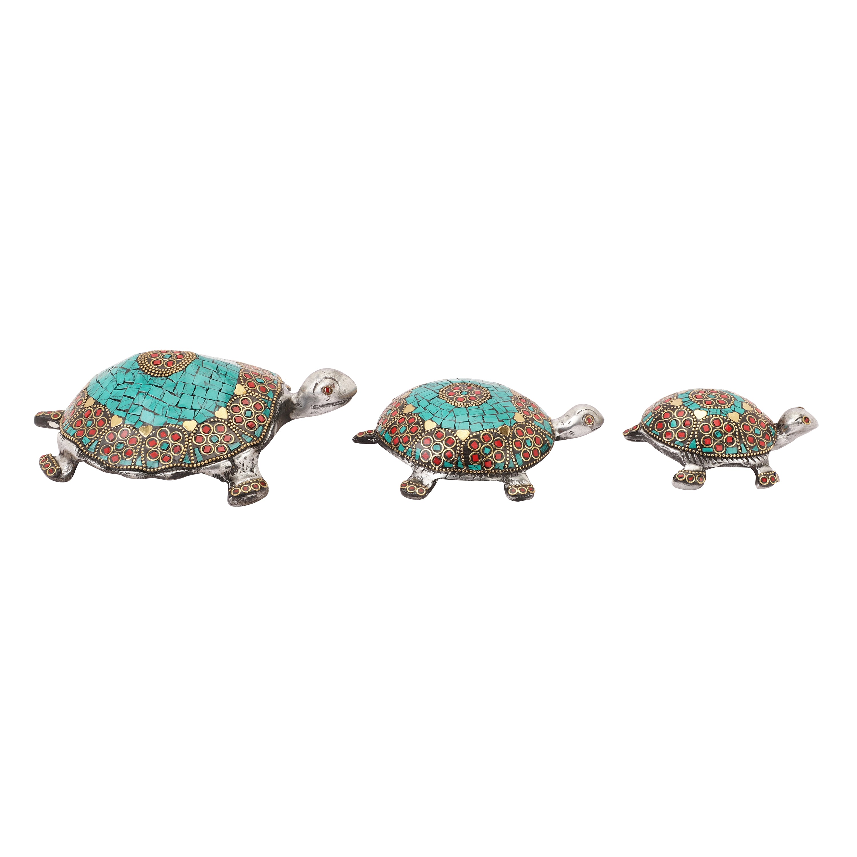 Turquoise Stone Turtles (Set of 3)