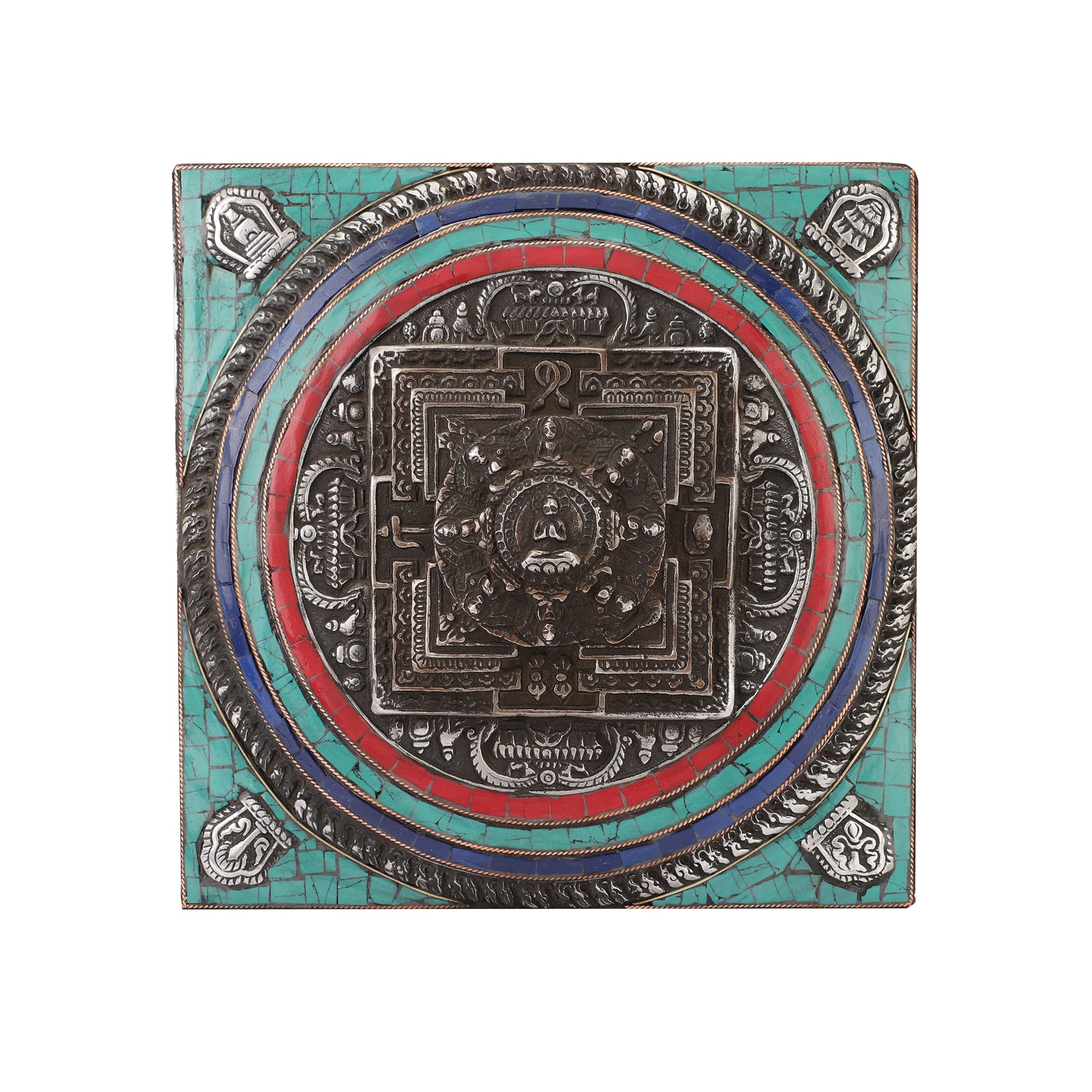 Handcarved Stone Mandala Wall Art (Multicolour)