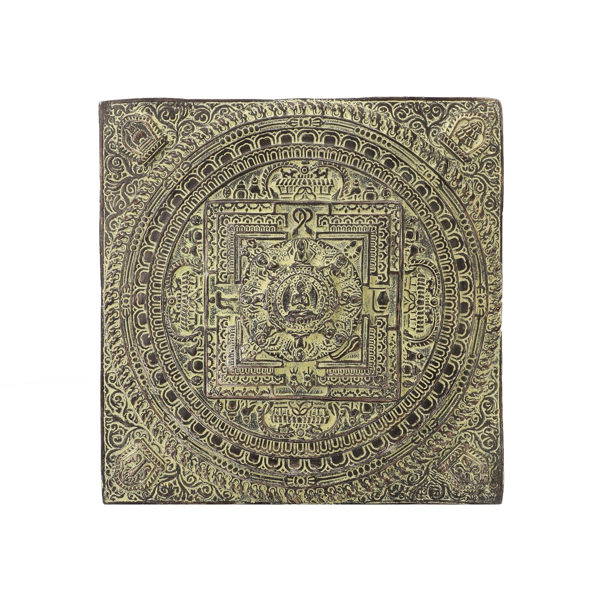 Handcarved Metal Mandala Wall Art (Single)