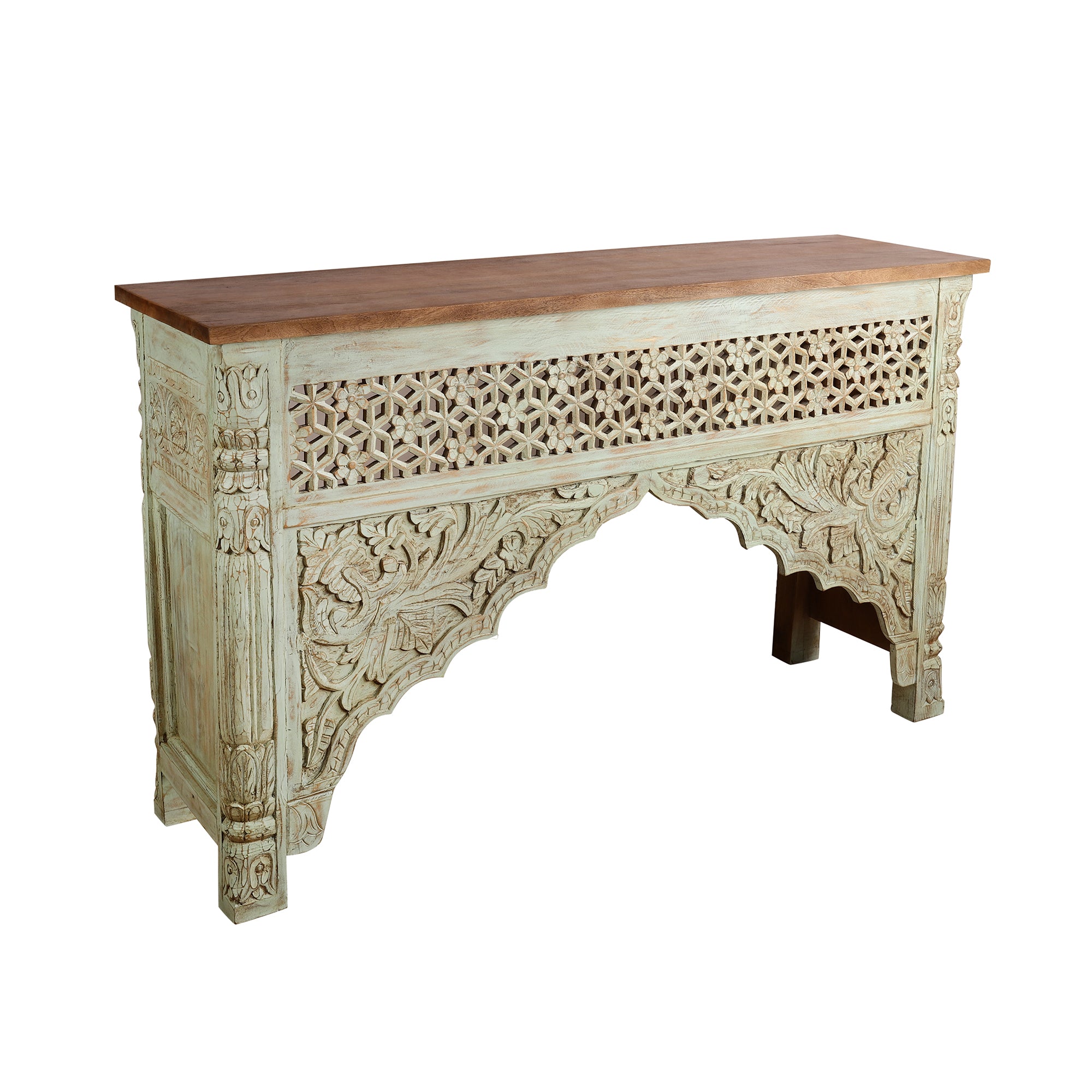 Mizaz Handcrafted Green Console Table