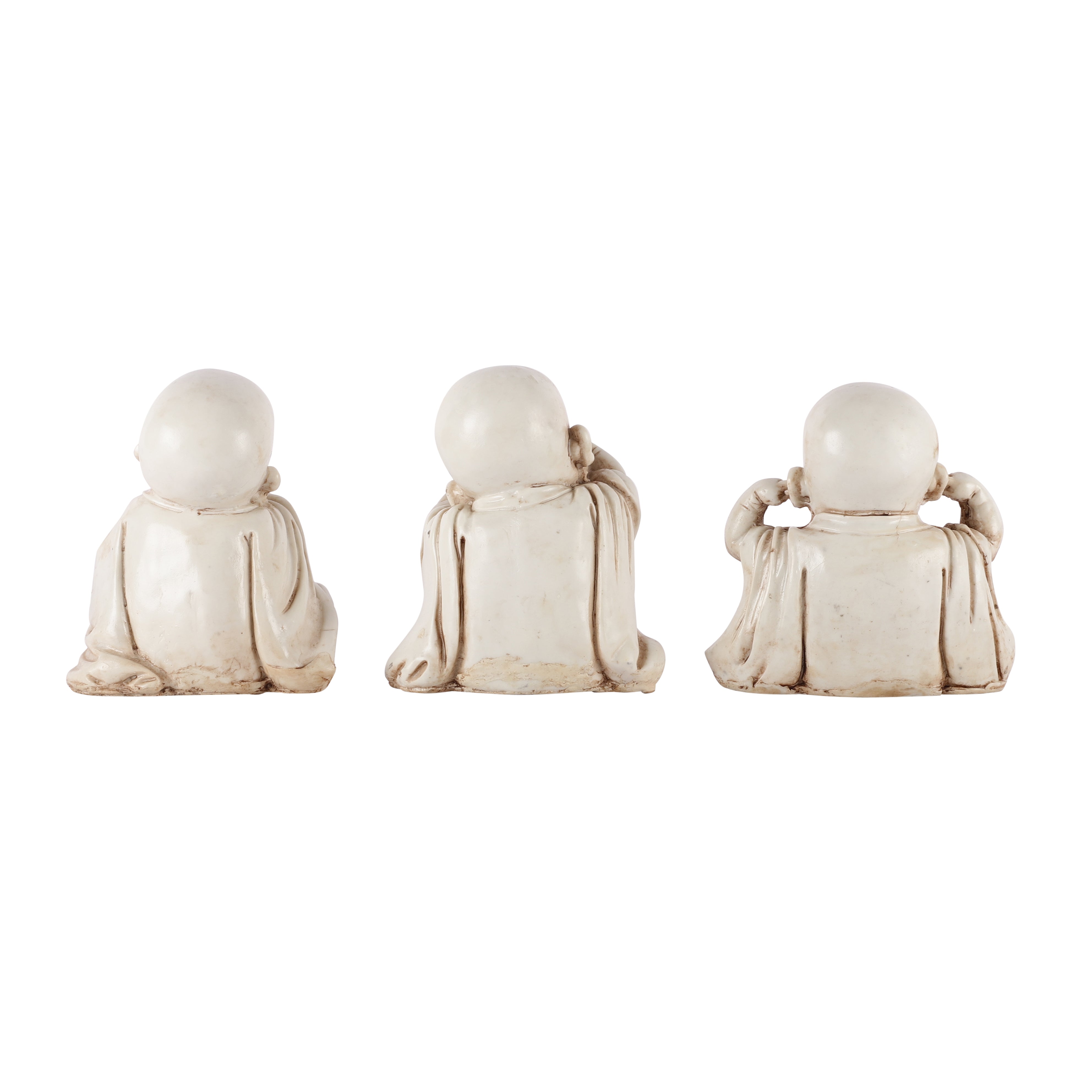 Three Pose Laughing Buddha (Set of 3) (White)
