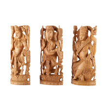 Load image into Gallery viewer, Ganesh Lakshmi Saraswati Wooden Carved Idols (Single)
