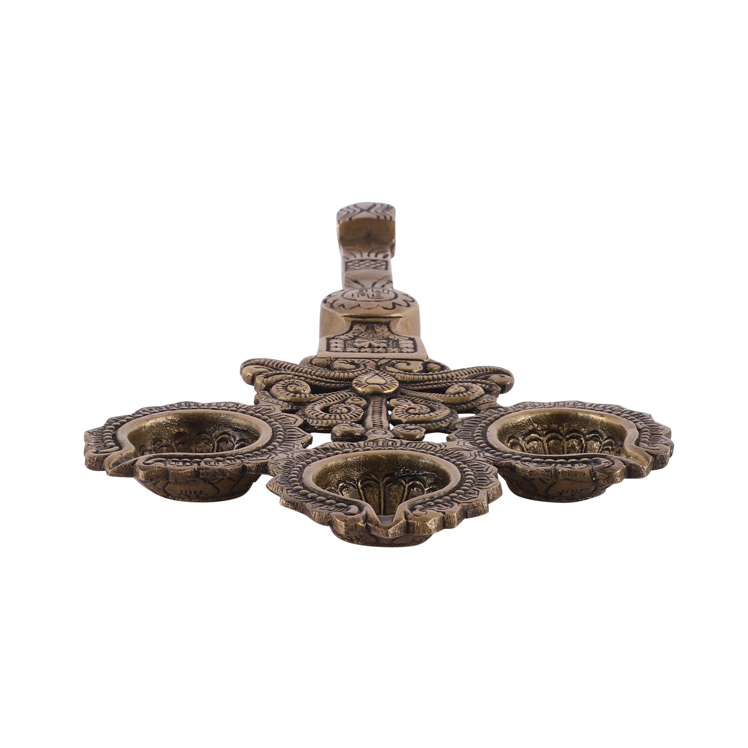 Three Wick Brass Oil Lamp