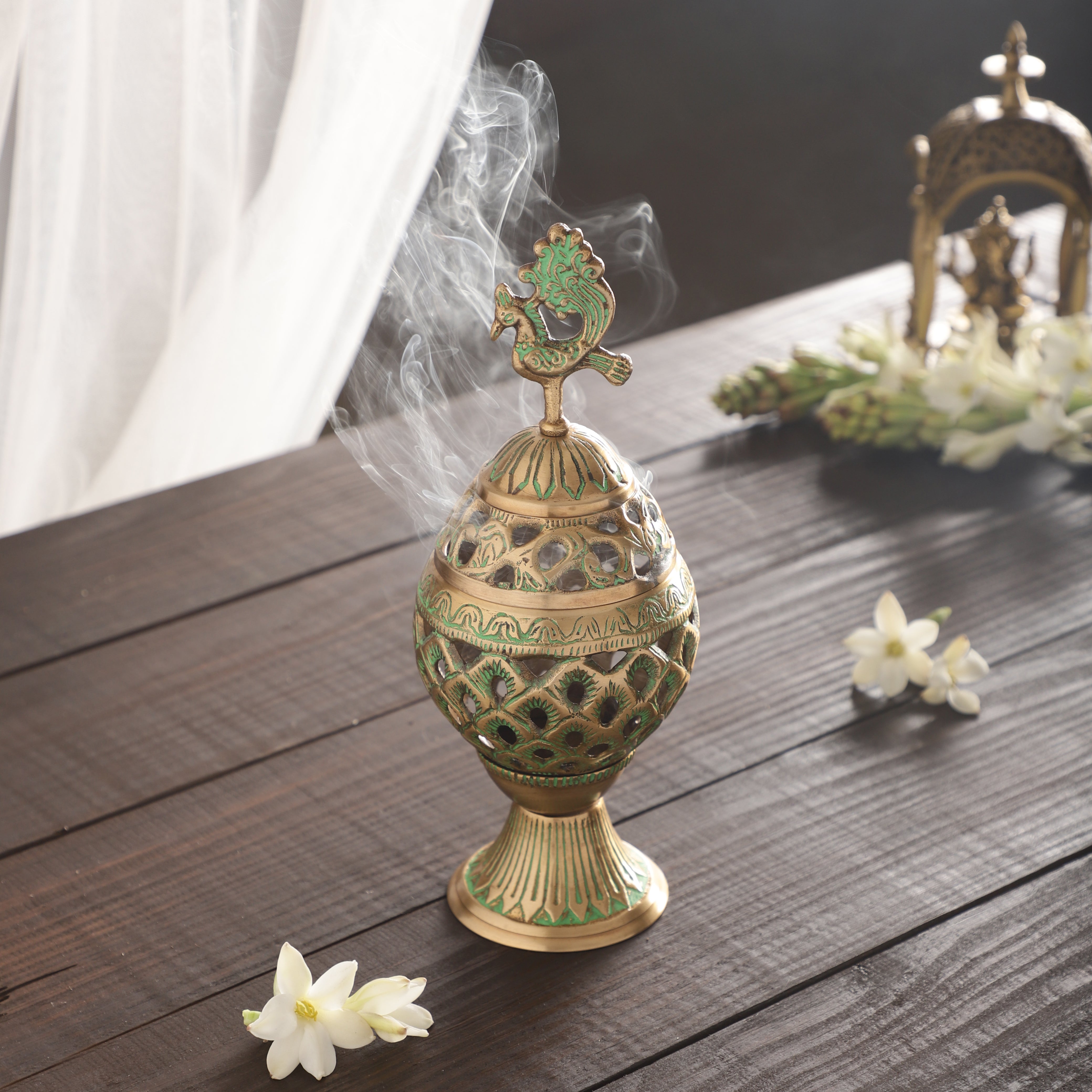 Peacock Dome Incense Holder