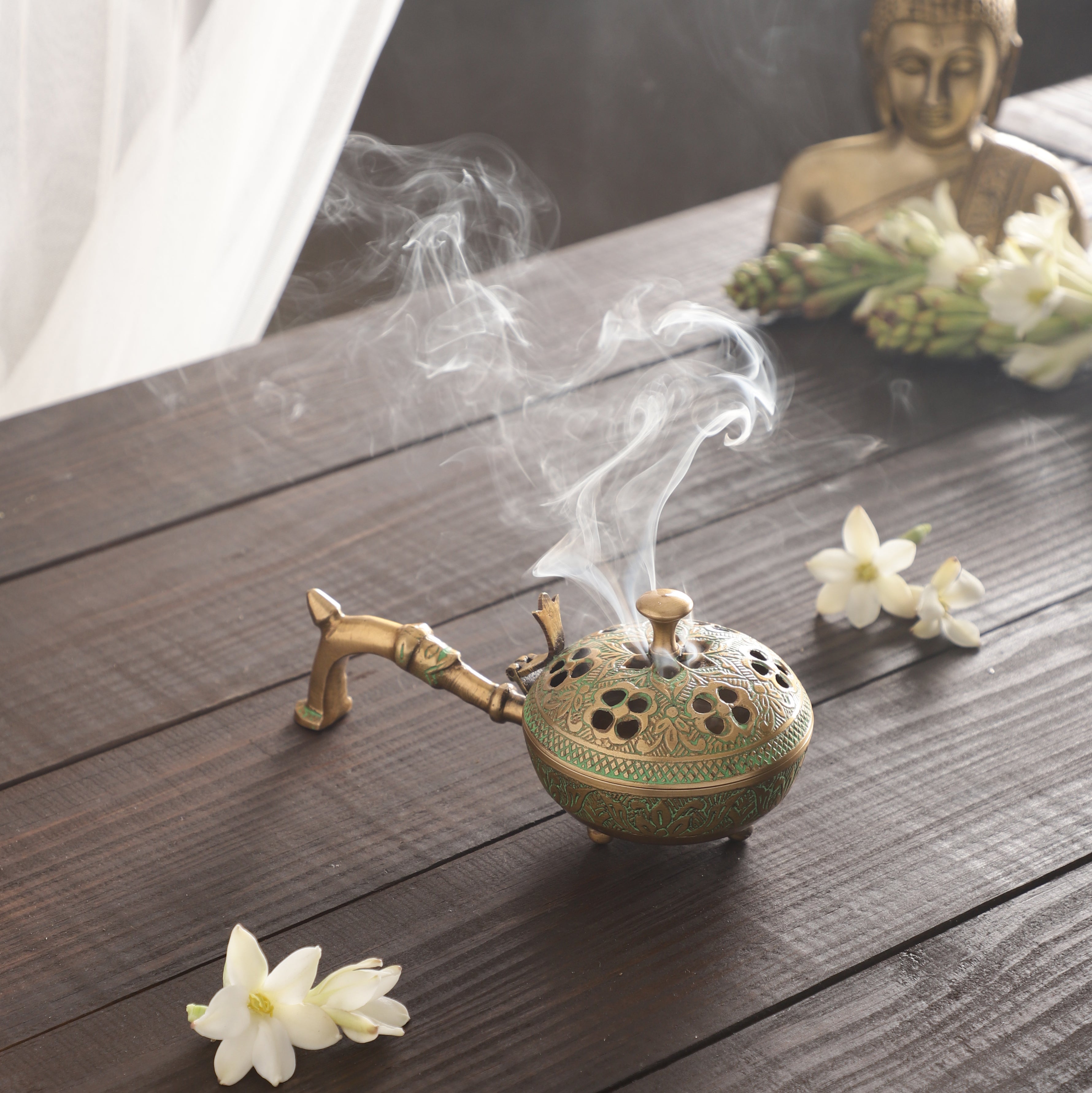 Floral Twig Handle Incense Holder